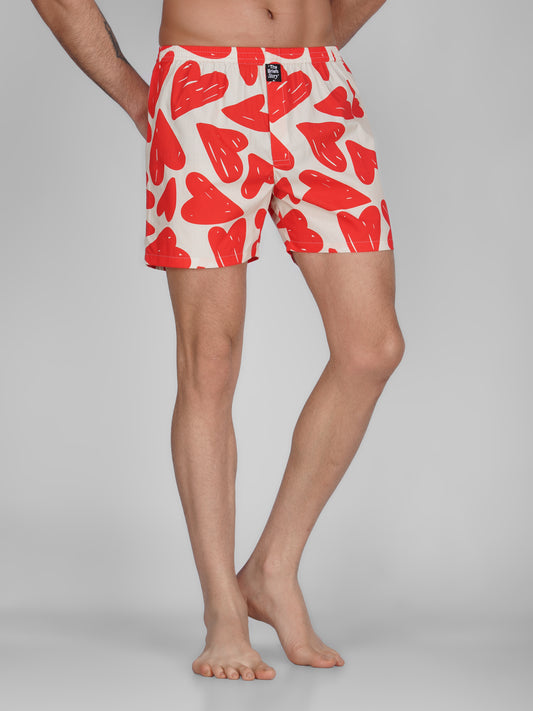 Val Heart Print Cotton Boxer Shorts - thebriefsstory
