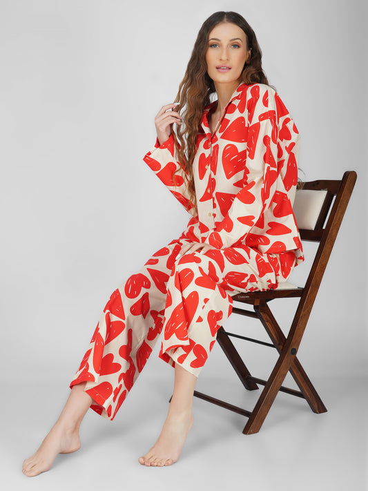 Val Heart Pajama Set - thebriefsstory