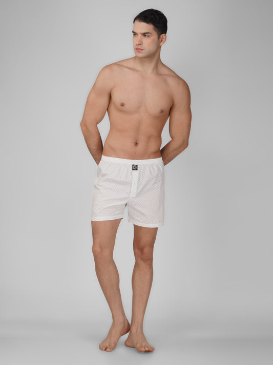 White Classic Cotton Boxer Shorts - thebriefsstory