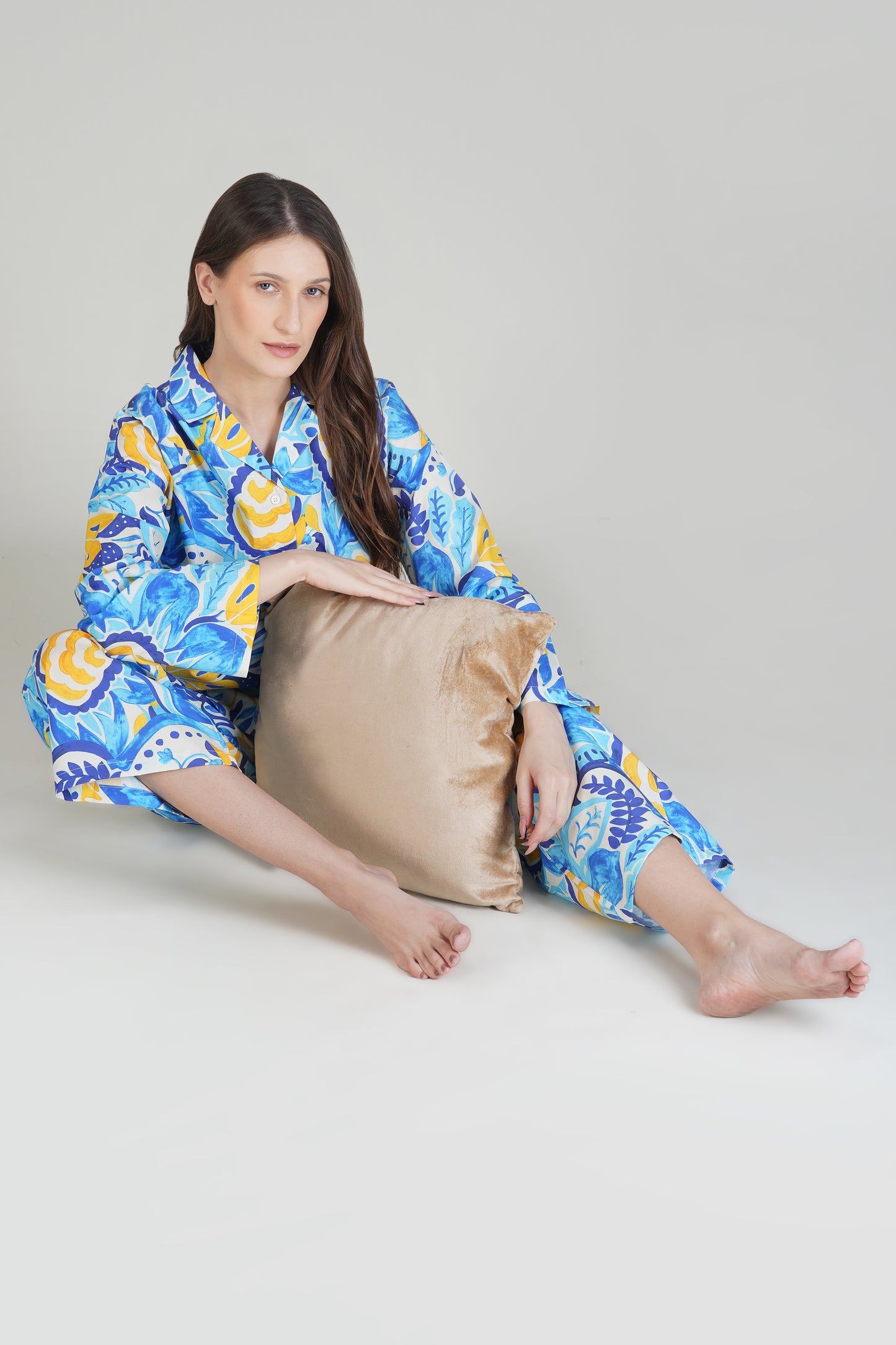 Blue Botanic Mirage Pajama Set - thebriefsstory