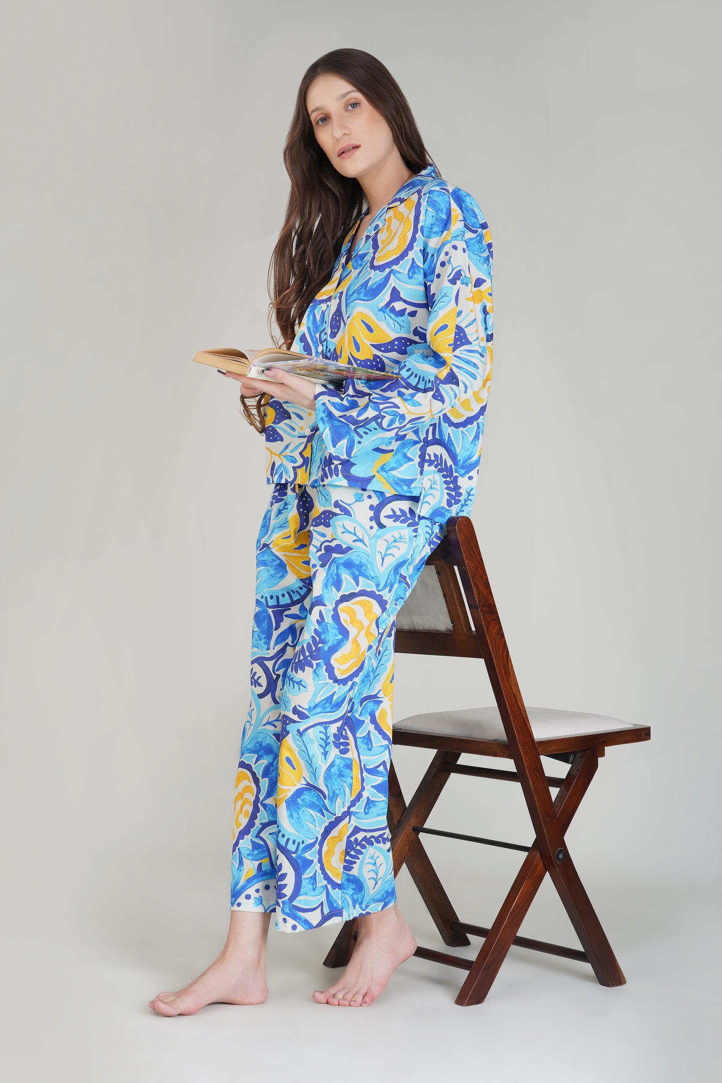 Blue Botanic Mirage Pajama Set - thebriefsstory