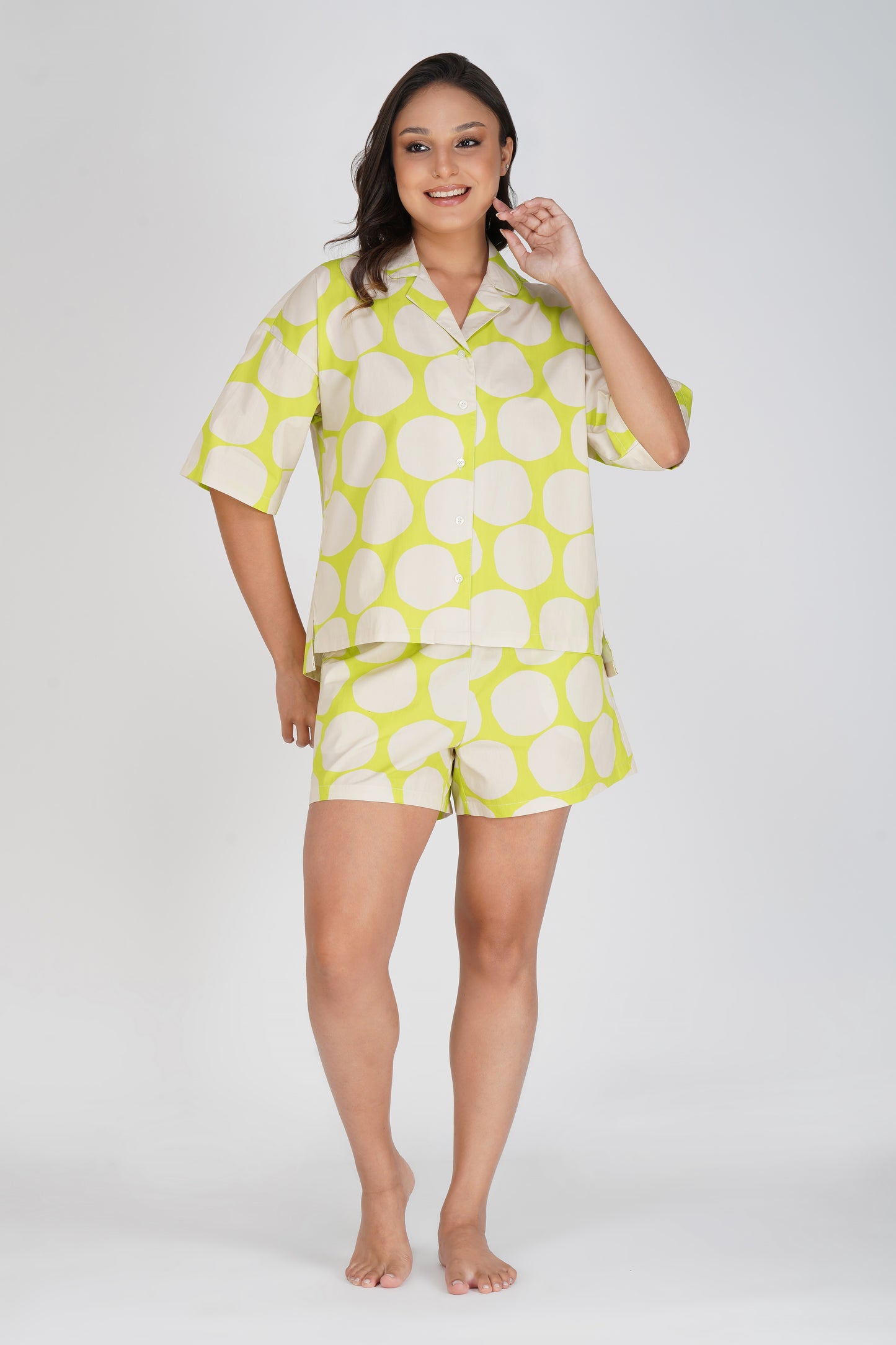 Lime Polka Pop Short Set - thebriefsstory