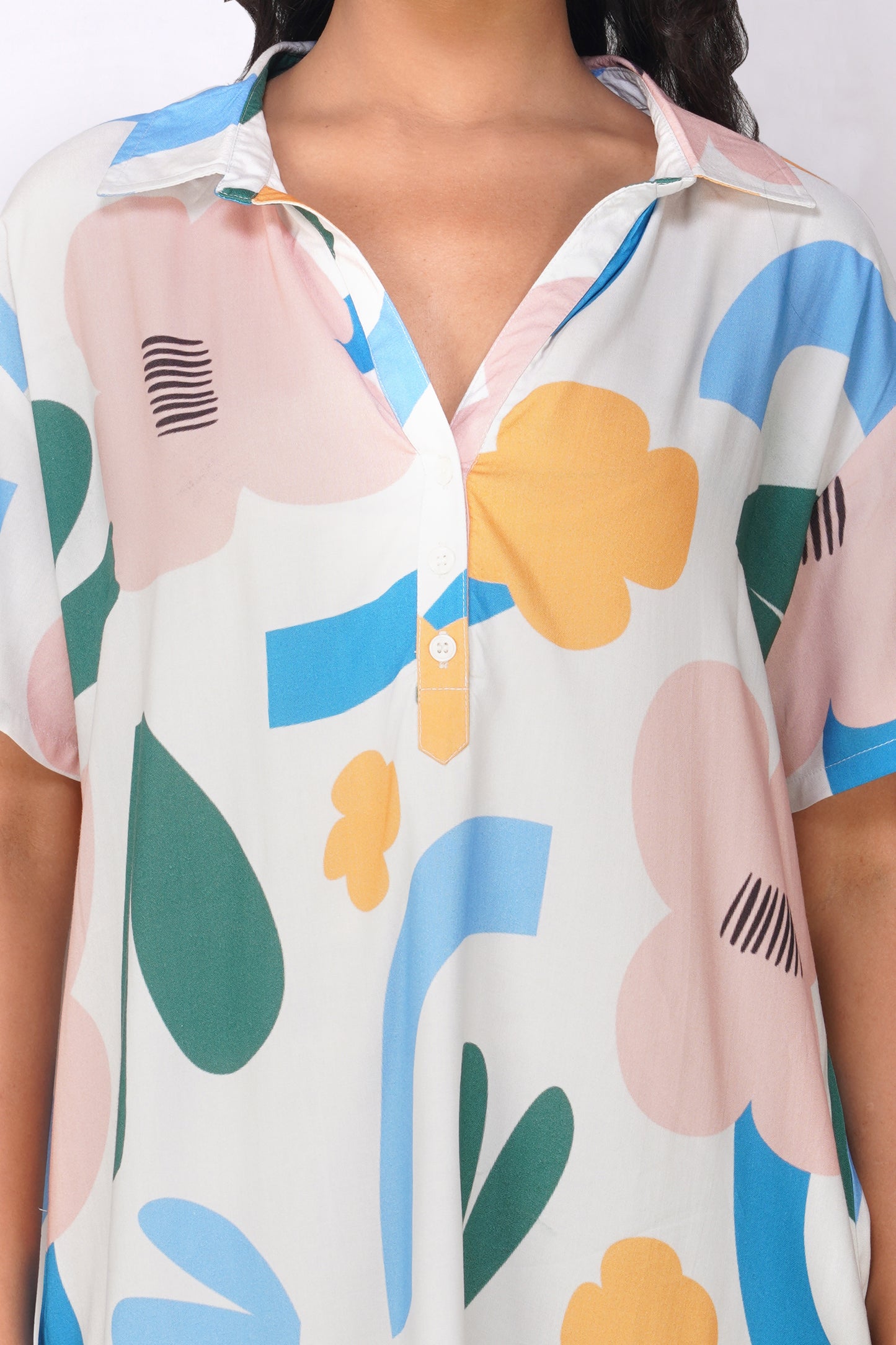 Abstract Floral Viscose Sleepshirt - thebriefsstory