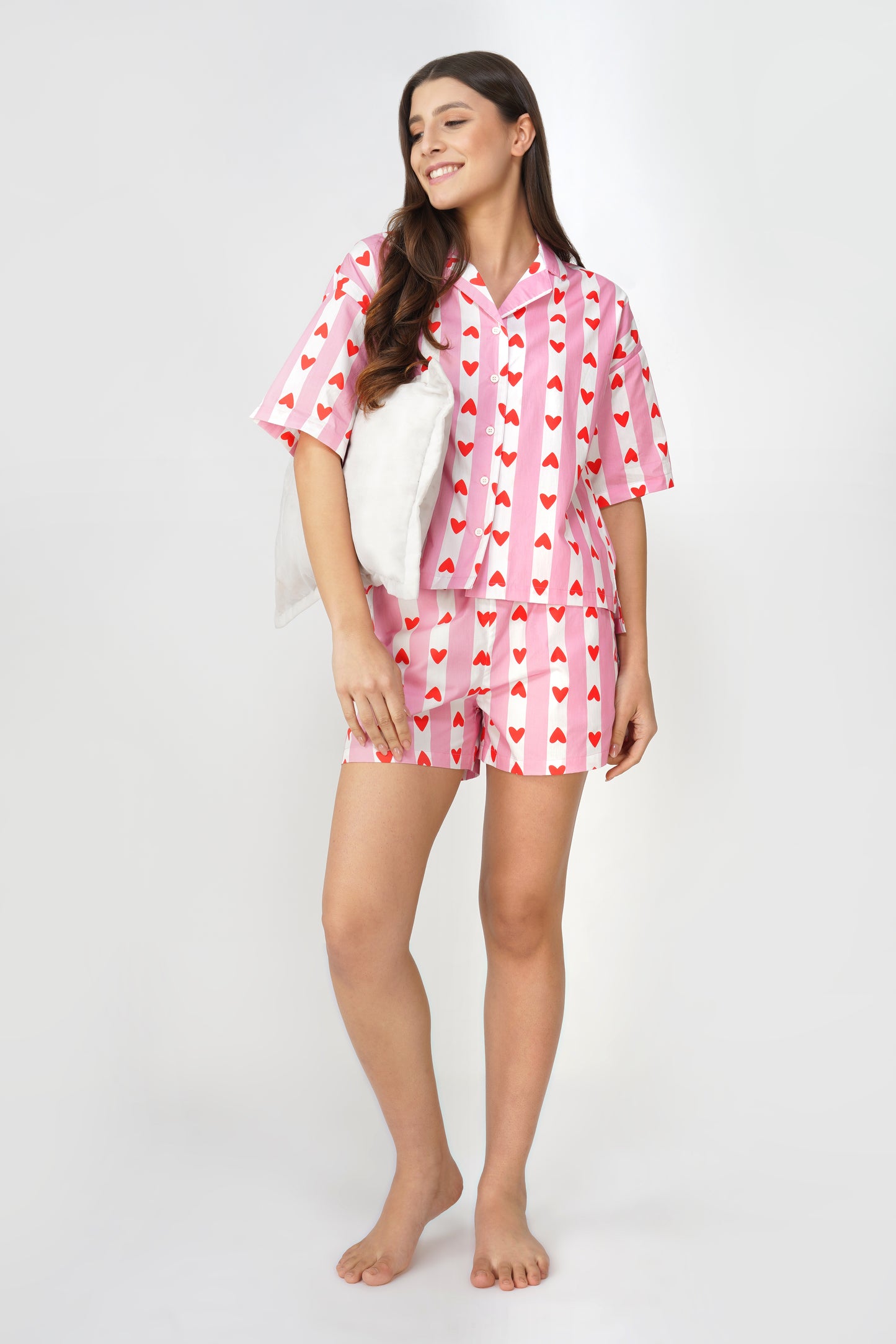 Sweetheart Pink & White Short Set - thebriefsstory