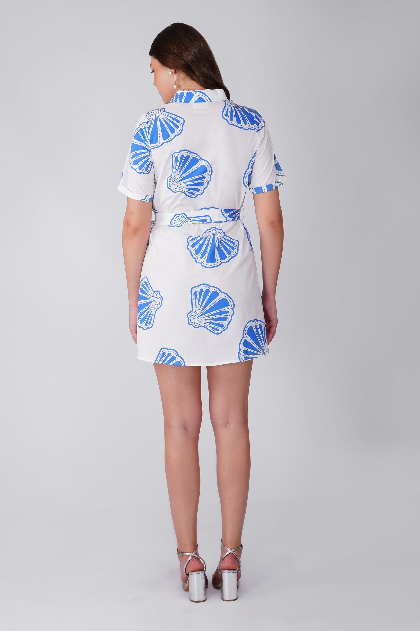 White Sea Shell Printed Dress