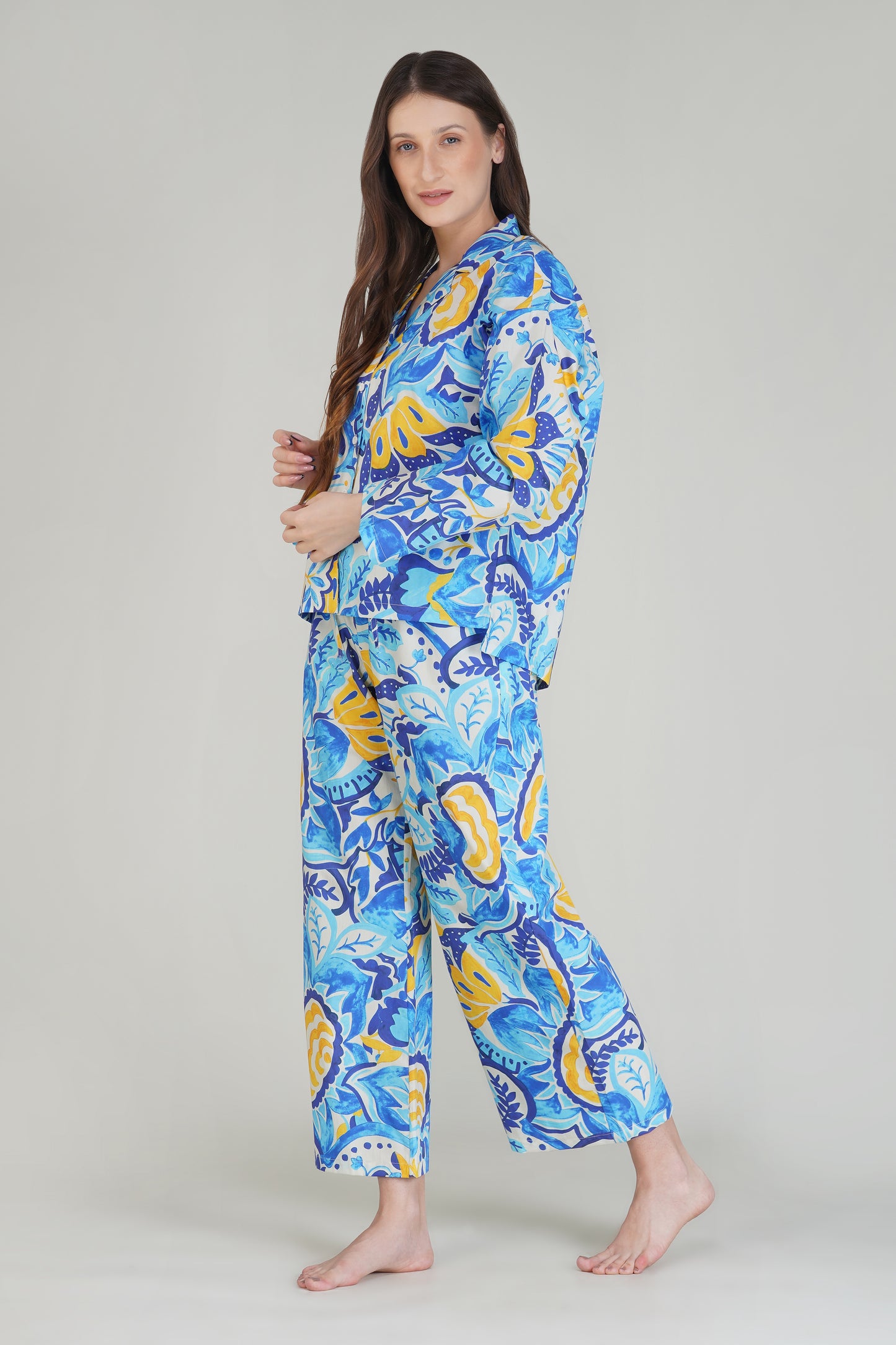 Blue Botanic Mirage Pajama Set - thebriefsstory