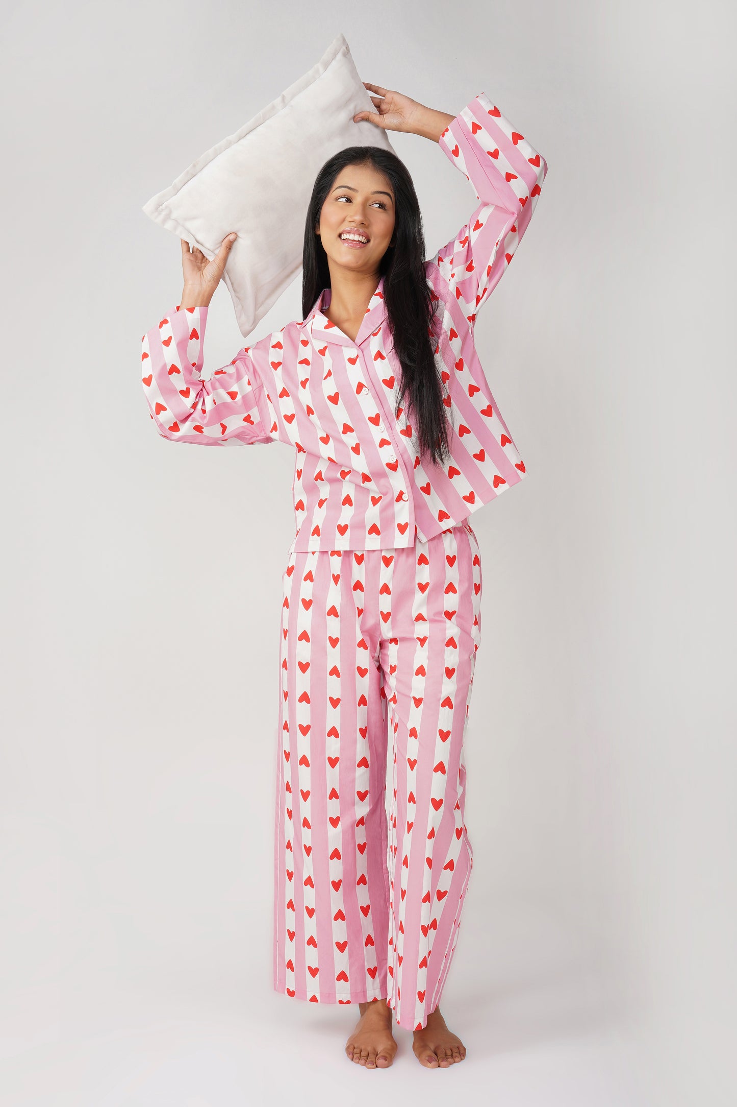 Sweetheart Pink & White Pajama Set - thebriefsstory