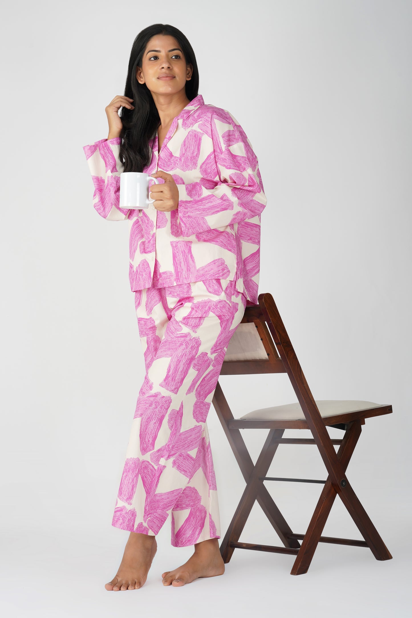 Pink Brushstroke Pajama Set - thebriefsstory