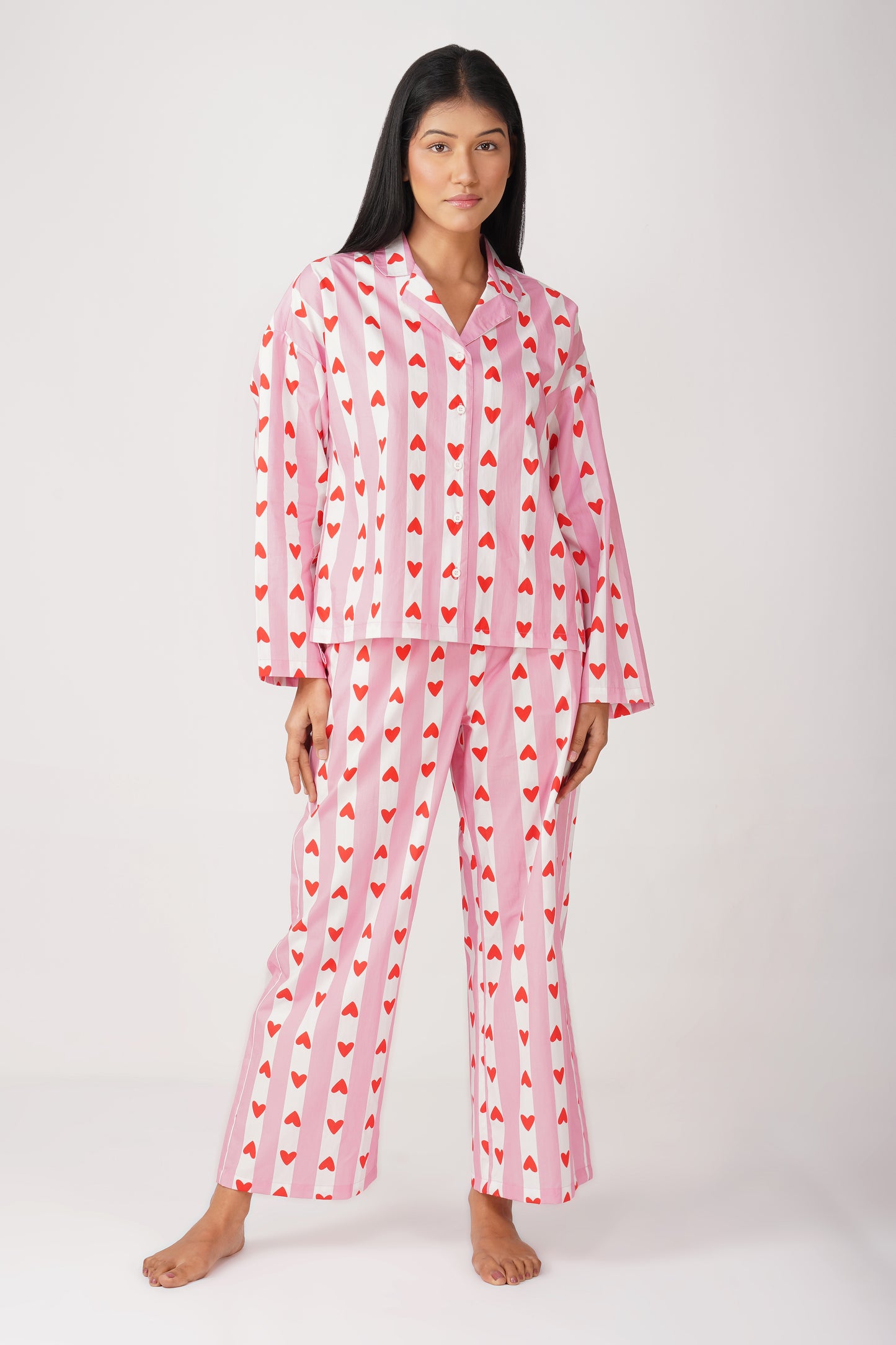 Sweetheart Pink & White Pajama Set - thebriefsstory