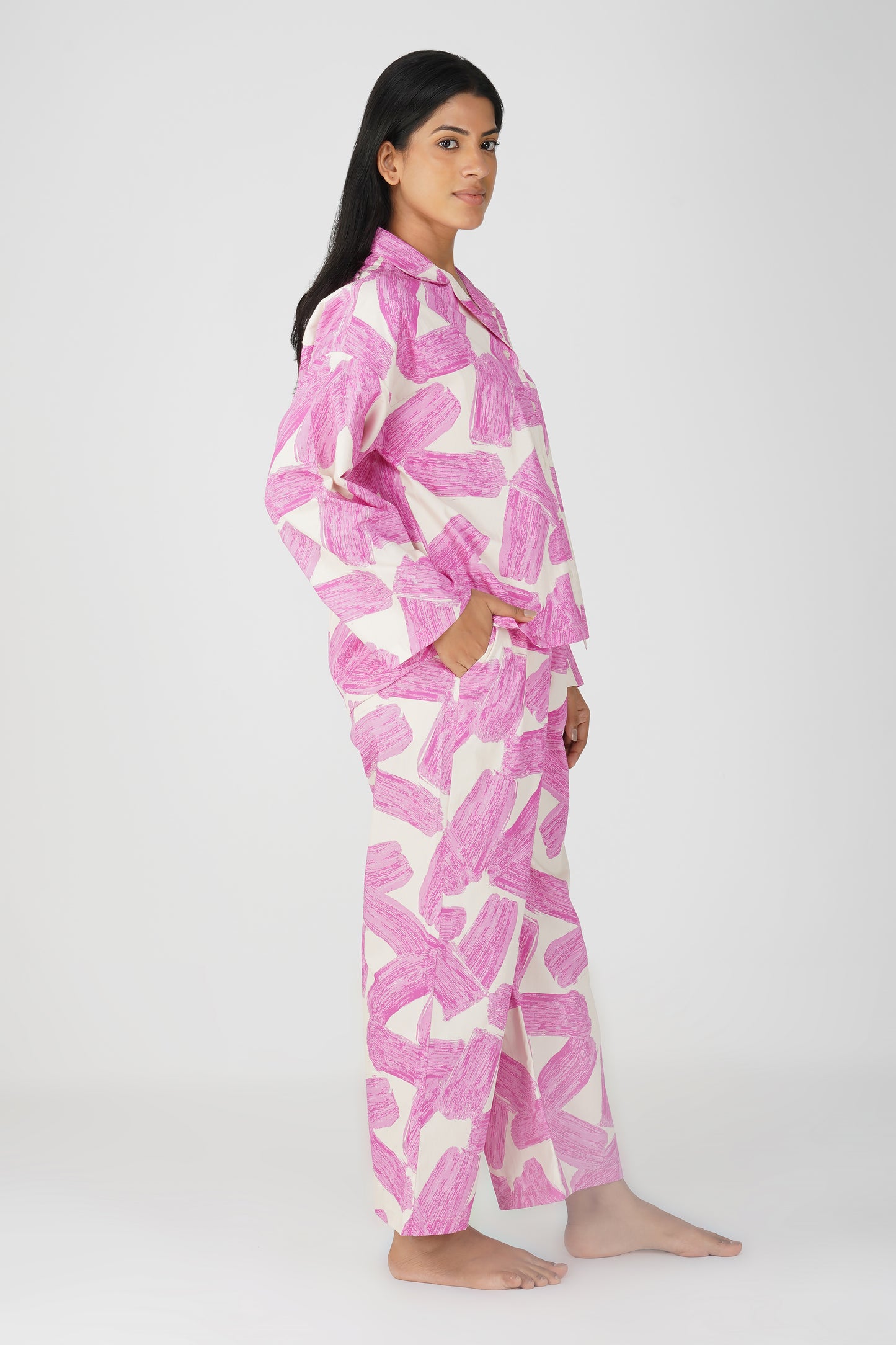Pink Brushstroke Pajama Set - thebriefsstory