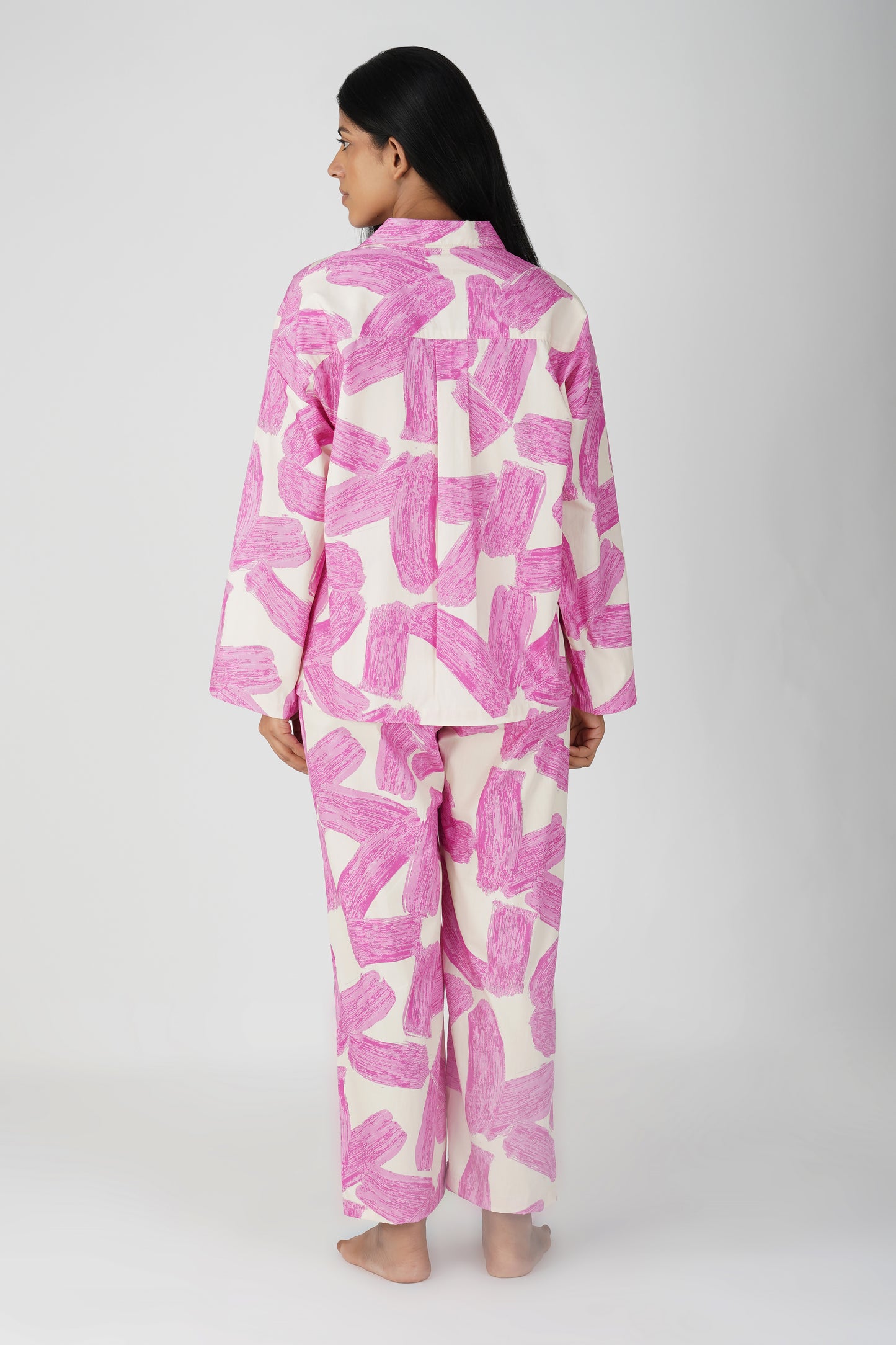 Pink Brushstroke Pajama Set - thebriefsstory