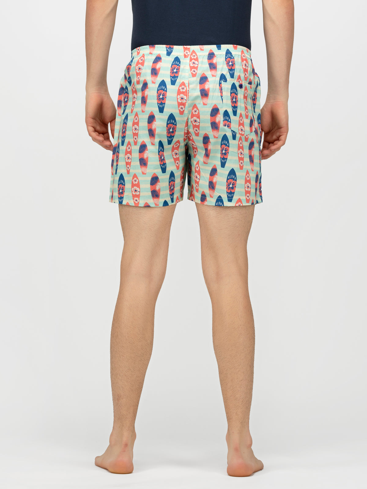 Lt.Blue Surfer printed cotton boxers - thebriefsstory