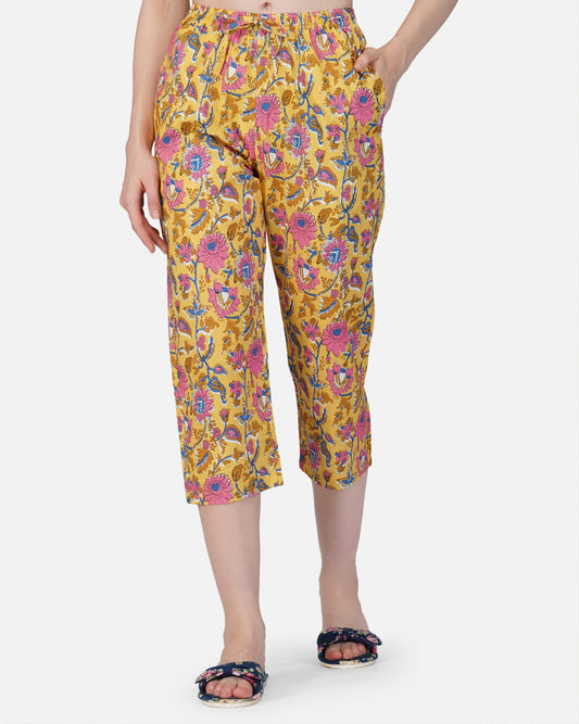 Yellow Block print capris - thebriefsstory