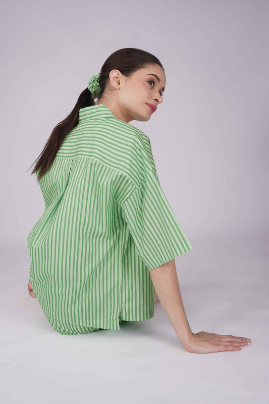 Green Breeze Stripe Shorts Set| Made to Order