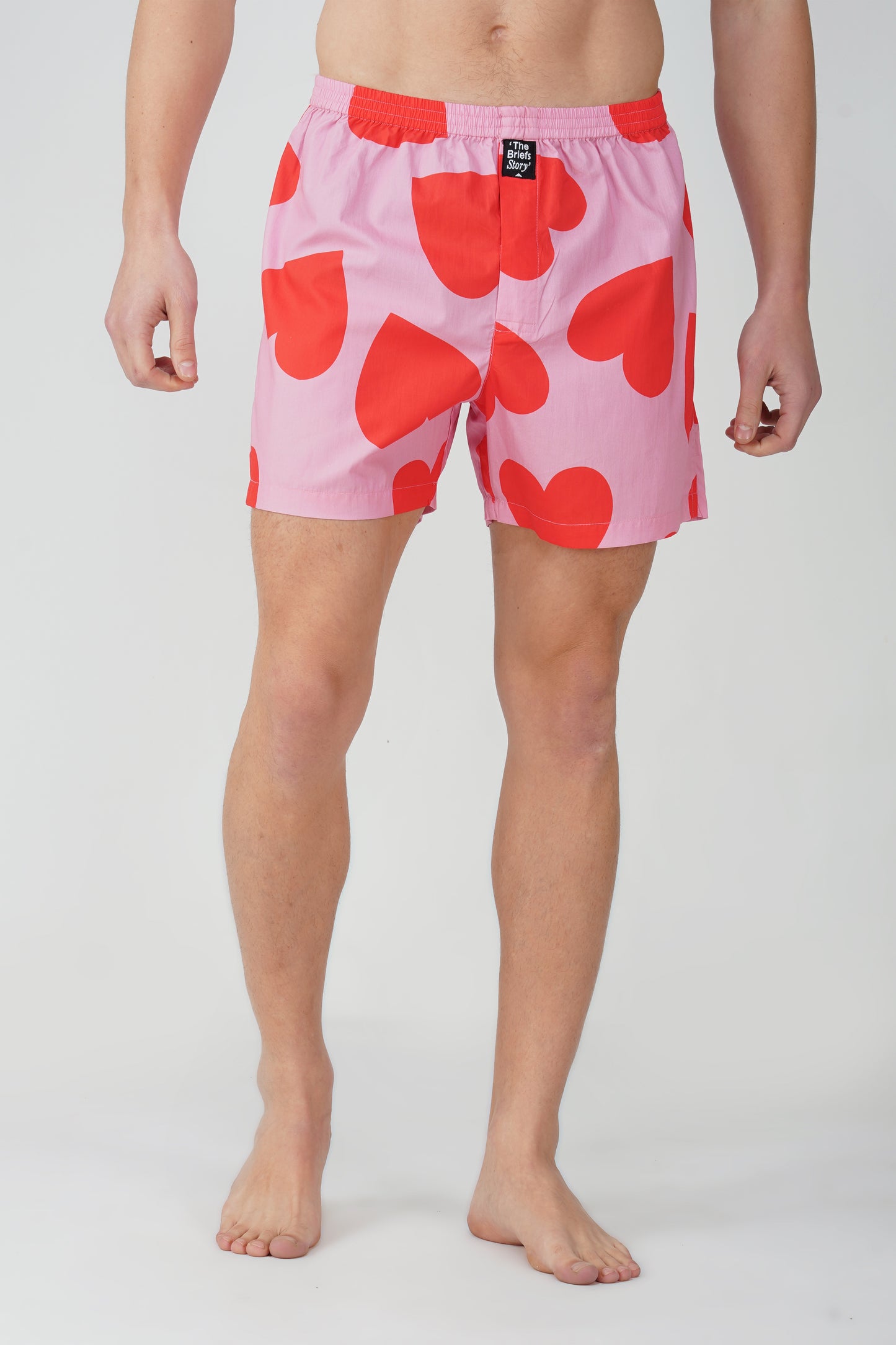 Red & Pink Big Hearts Cotton Boxer - thebriefsstory