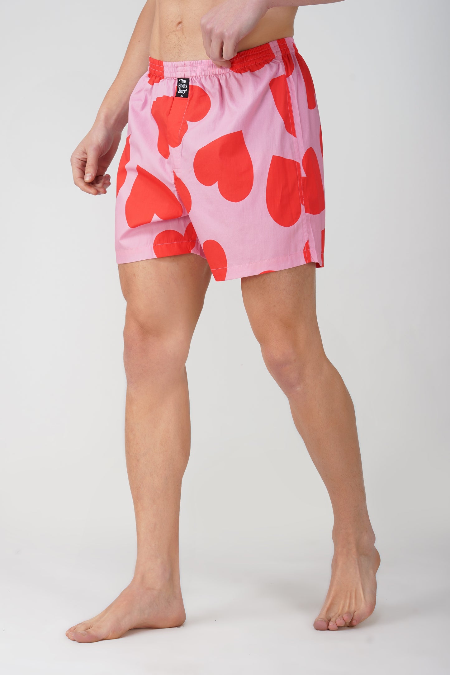 Red & Pink Big Hearts Cotton Boxer - thebriefsstory