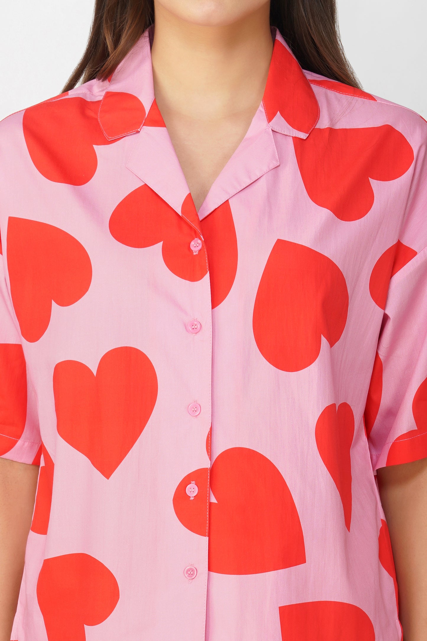 Red & Pink Big Hearts Shorts Set - thebriefsstory