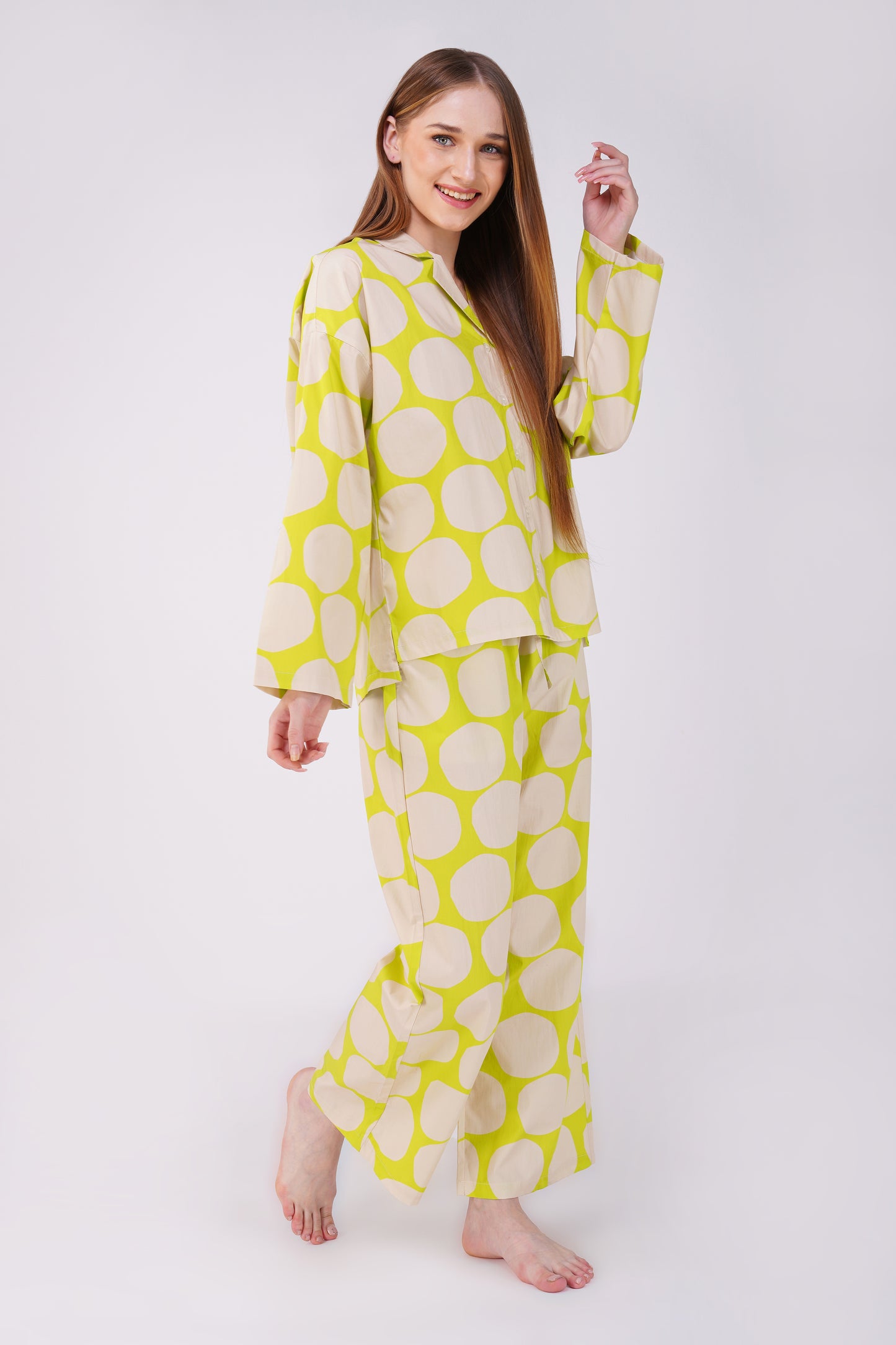 Lime Polka Pop Pajama Set - thebriefsstory