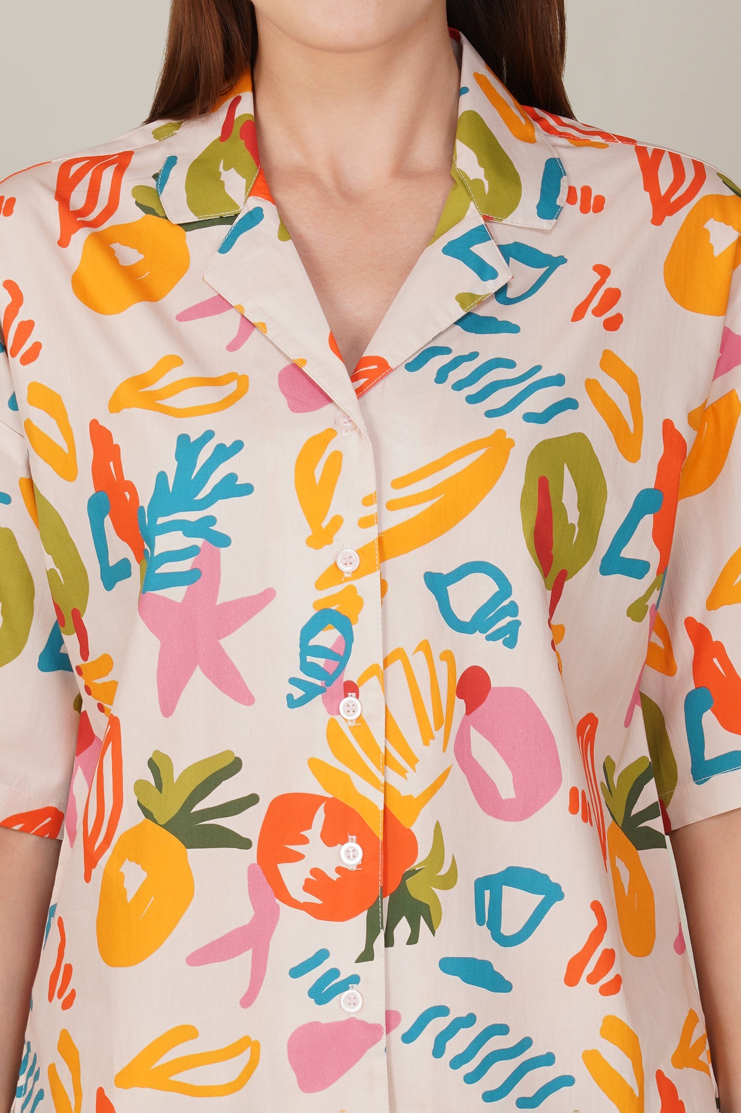 Multi Color Pineapple Print Shorts Set - thebriefsstory