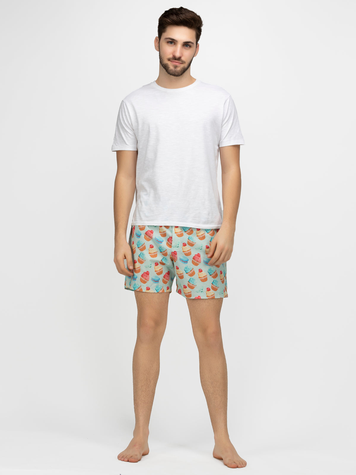 Lt Blue.Cup cakes printed cotton boxers - thebriefsstory