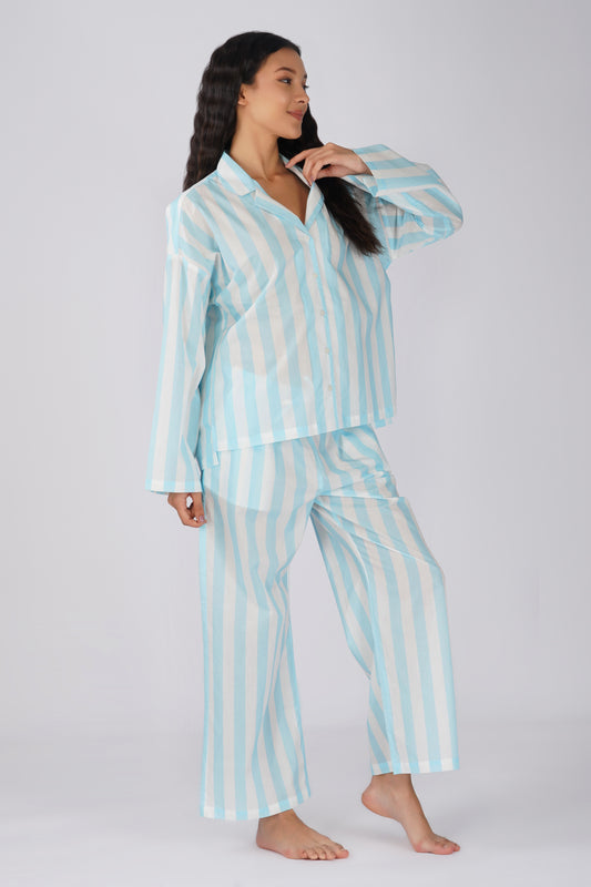 Blue Candy Stripes Pyjama set - thebriefsstory