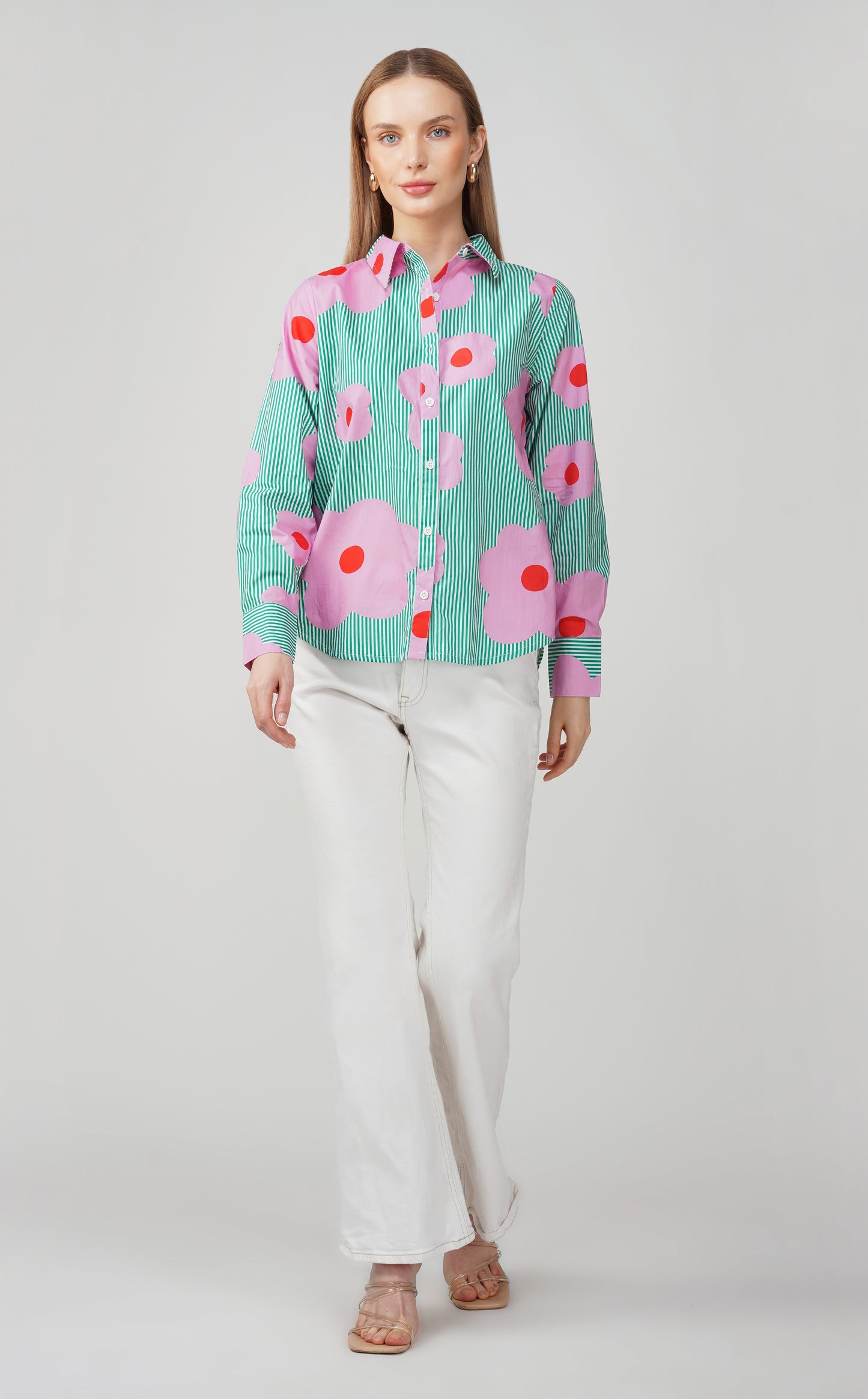 Green Bloom Stripes Shirt 🌸 - thebriefsstory