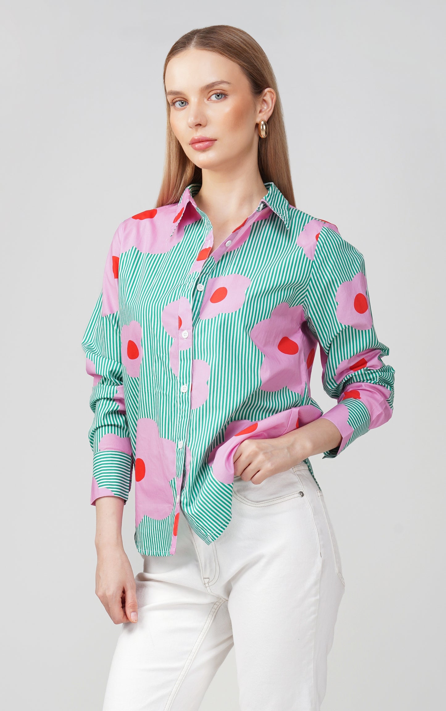 Green Bloom Stripes Shirt 🌸 - thebriefsstory