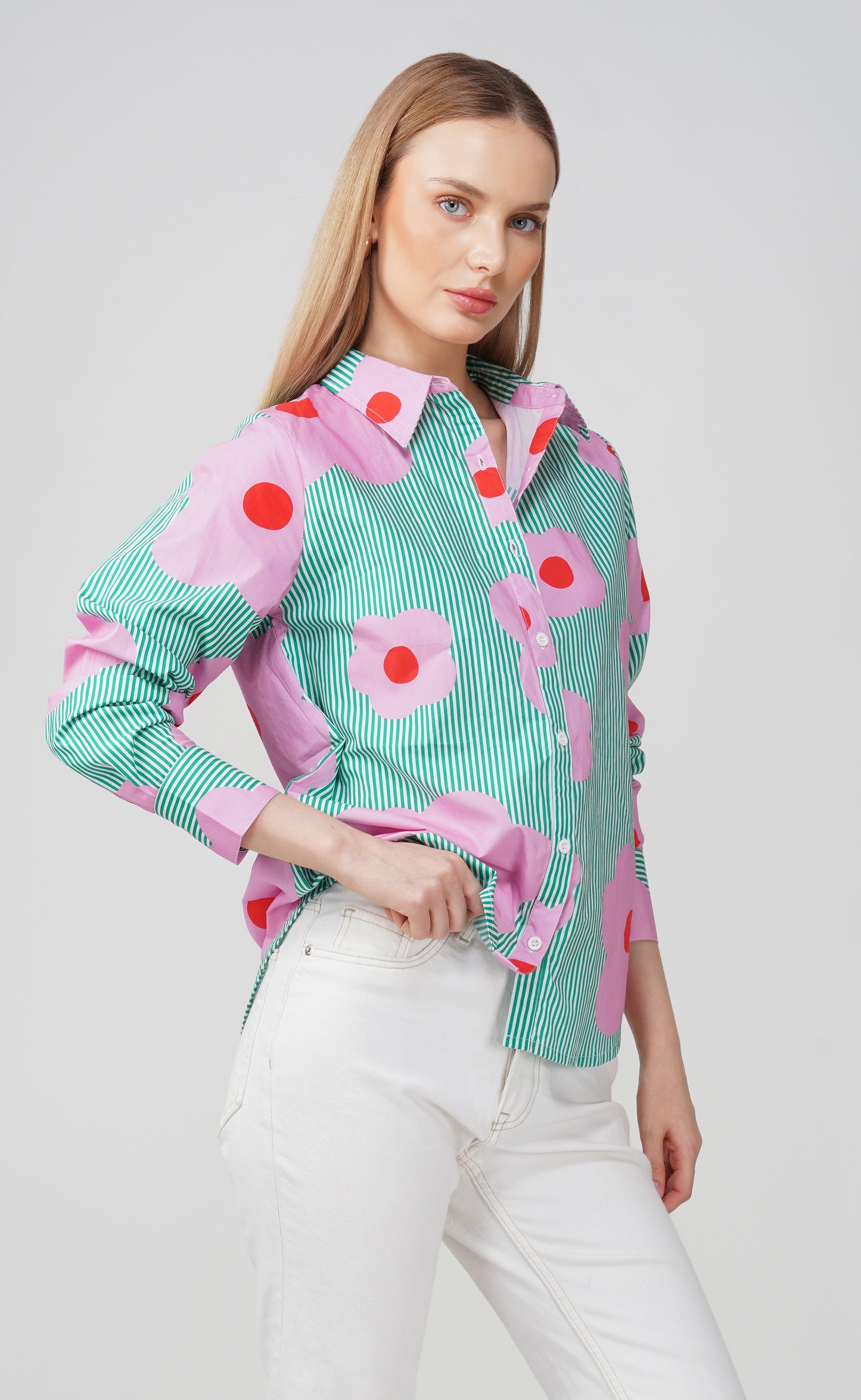 Green Bloom Stripes Shirt 🌸 - thebriefsstory