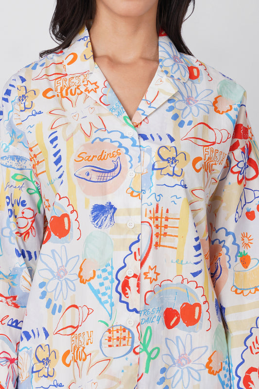 Seaside Scribble Pajama Set