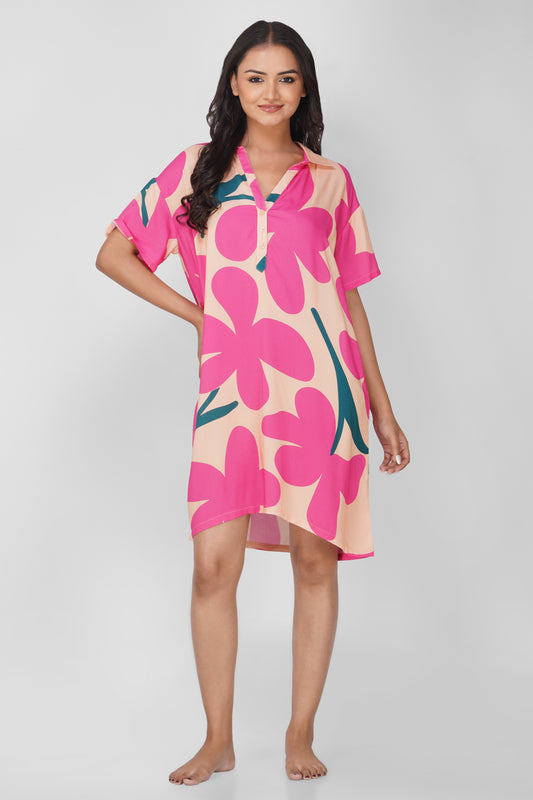 Blooming Floral Viscose Sleepshirt - thebriefsstory