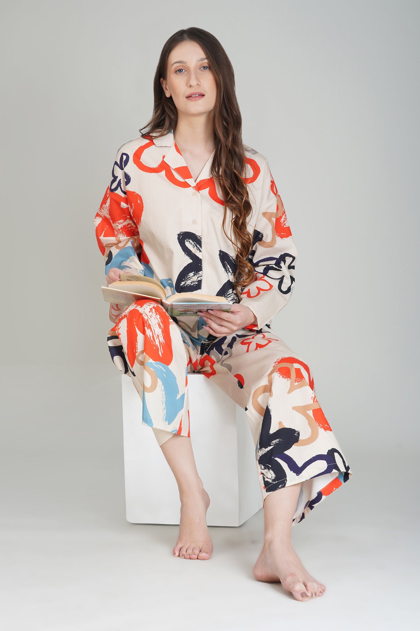 Abstract Blossom Pajama Set - thebriefsstory