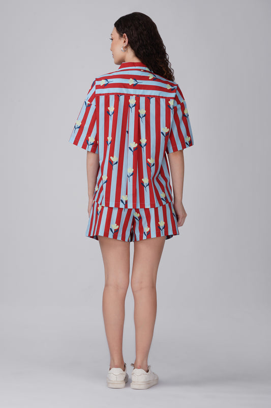 Candy Stripe Bloom Shorts Set