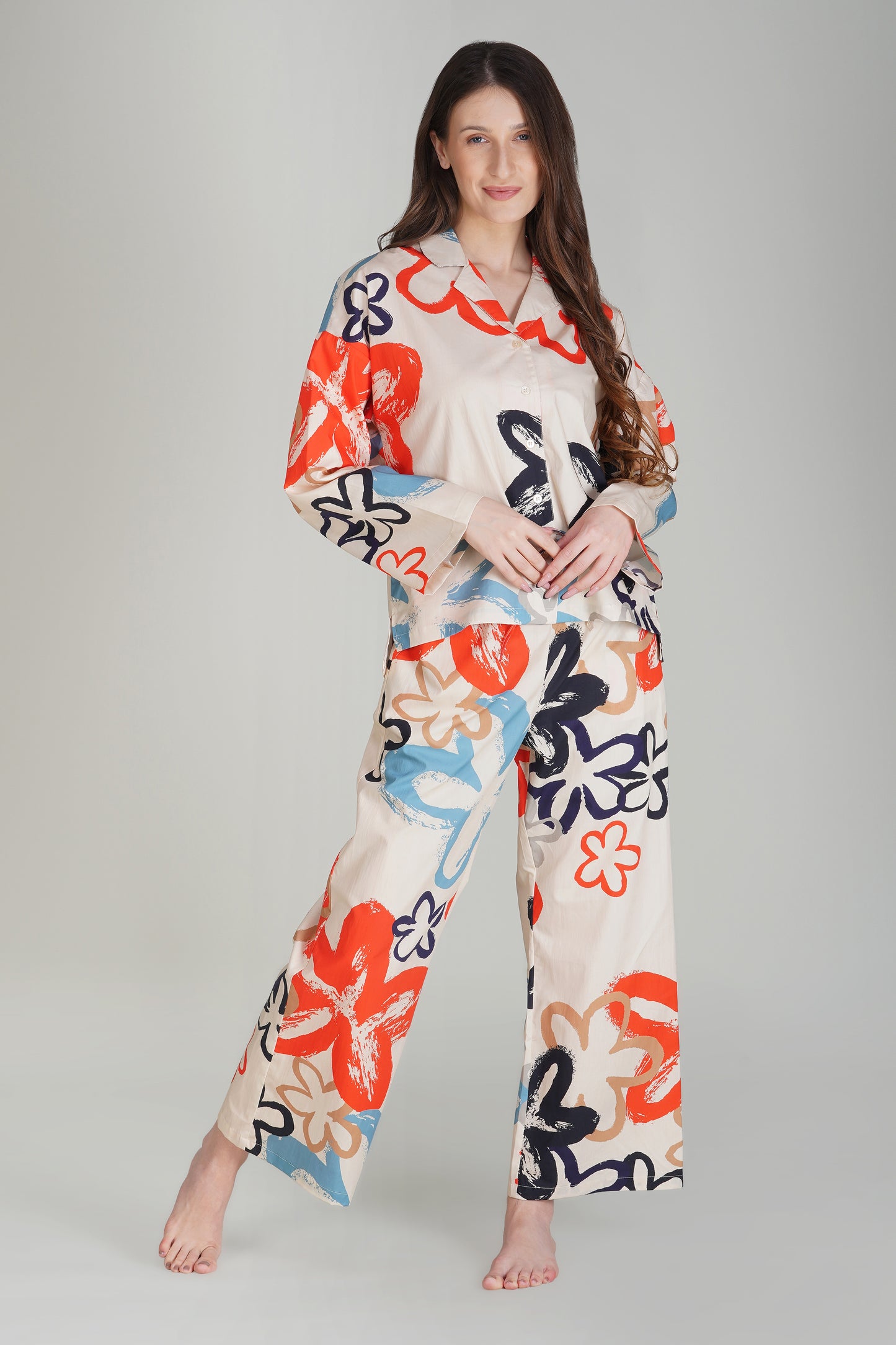 Abstract Blossom Pajama Set - thebriefsstory