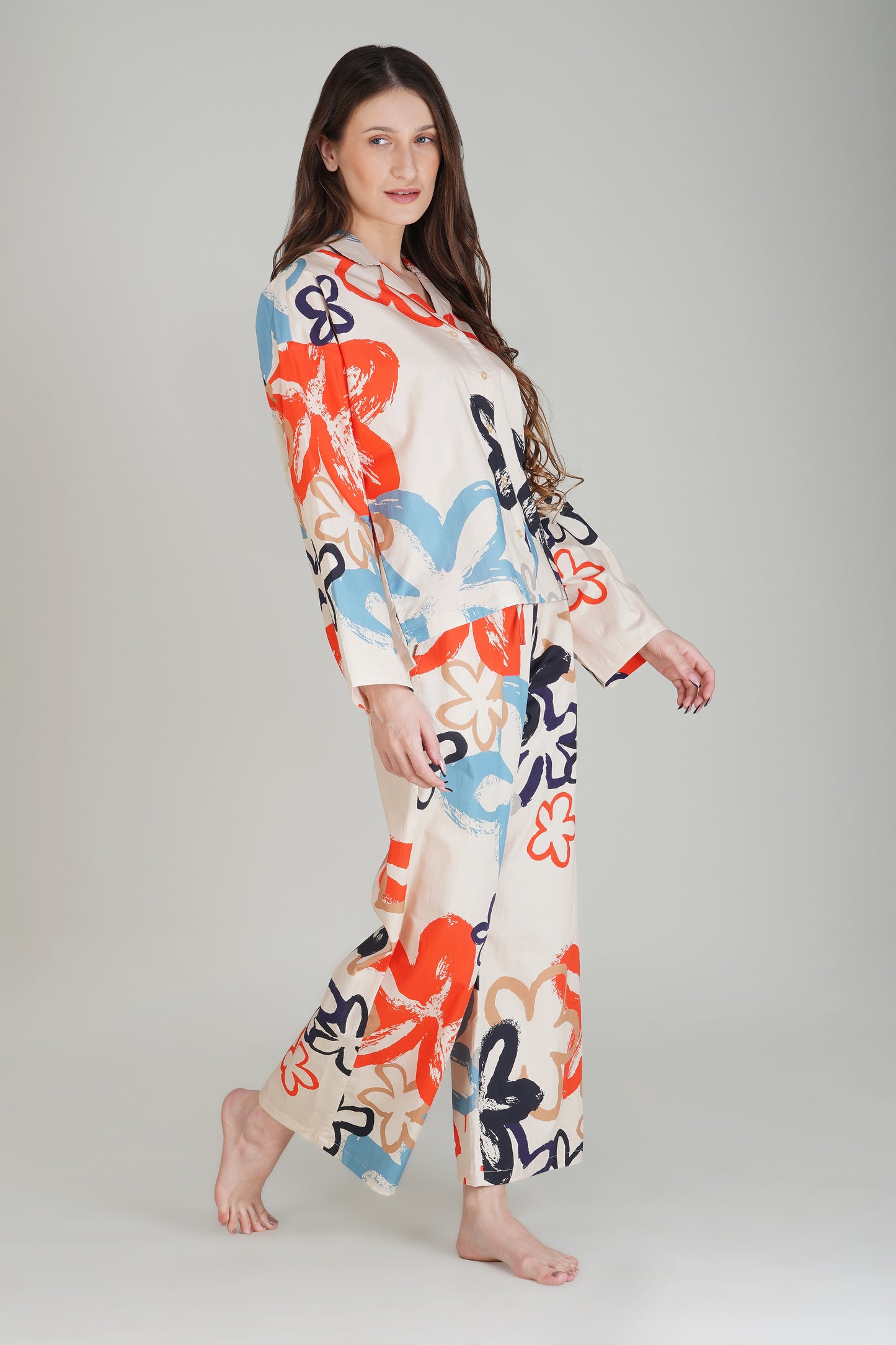 Abstract Blossom Pajama Set - thebriefsstory