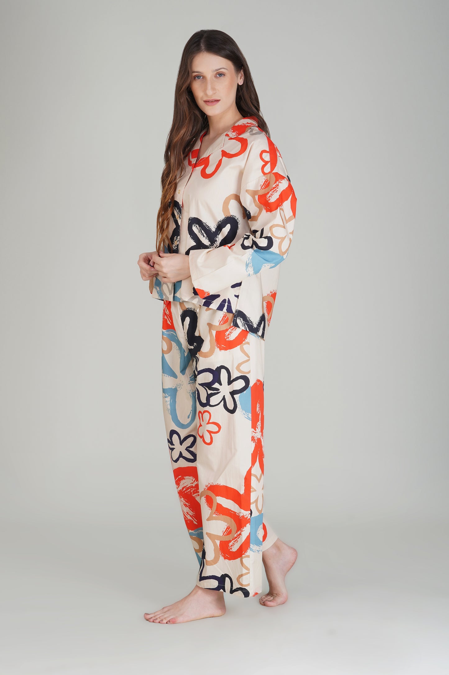 Abstract Blossom Pajama Set - thebriefsstory