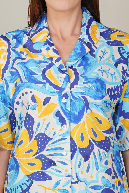 Blue Botanic Mirage Shorts Set - thebriefsstory