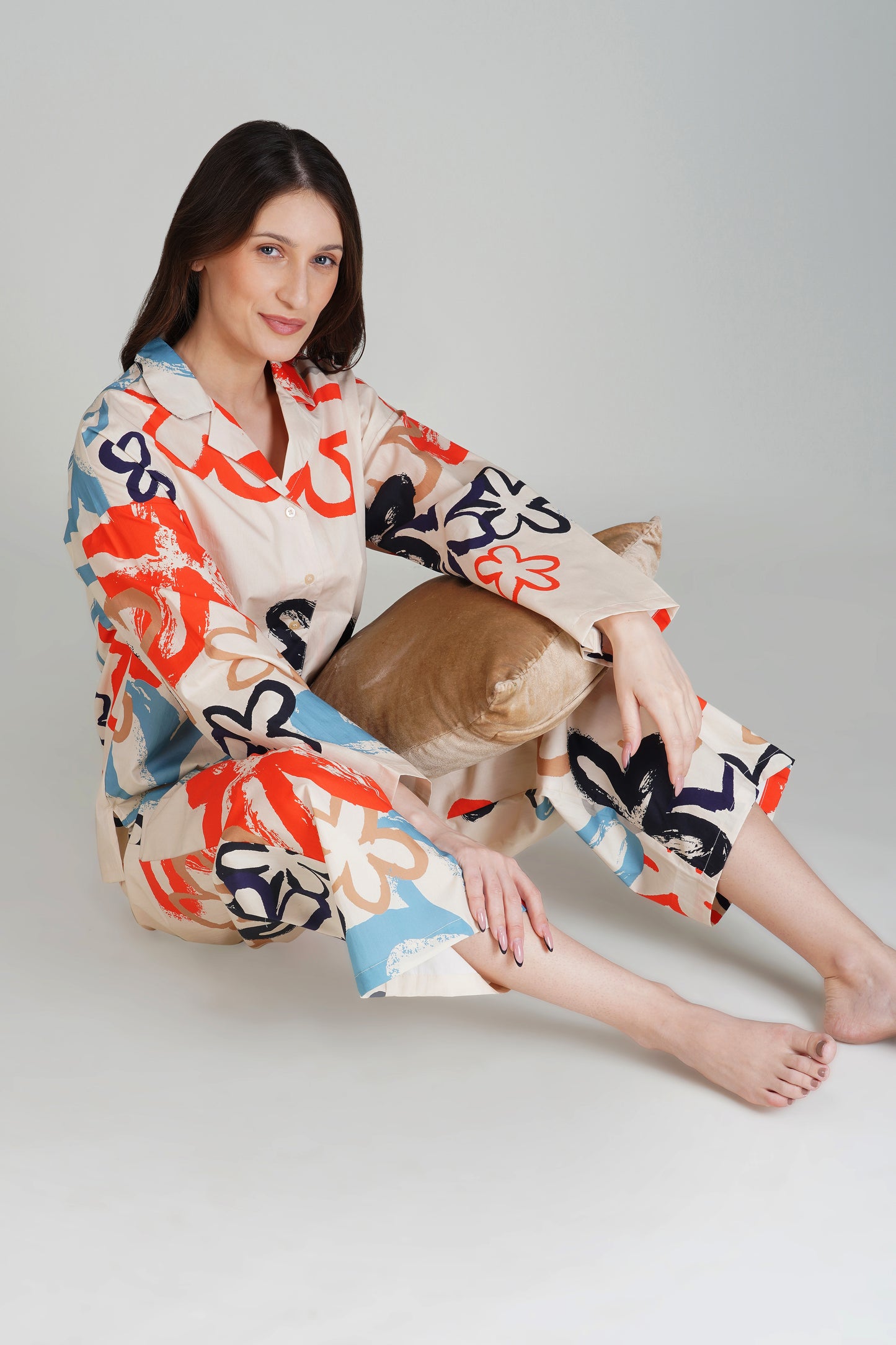 Abstract Blossom Pajama Set - thebriefsstory