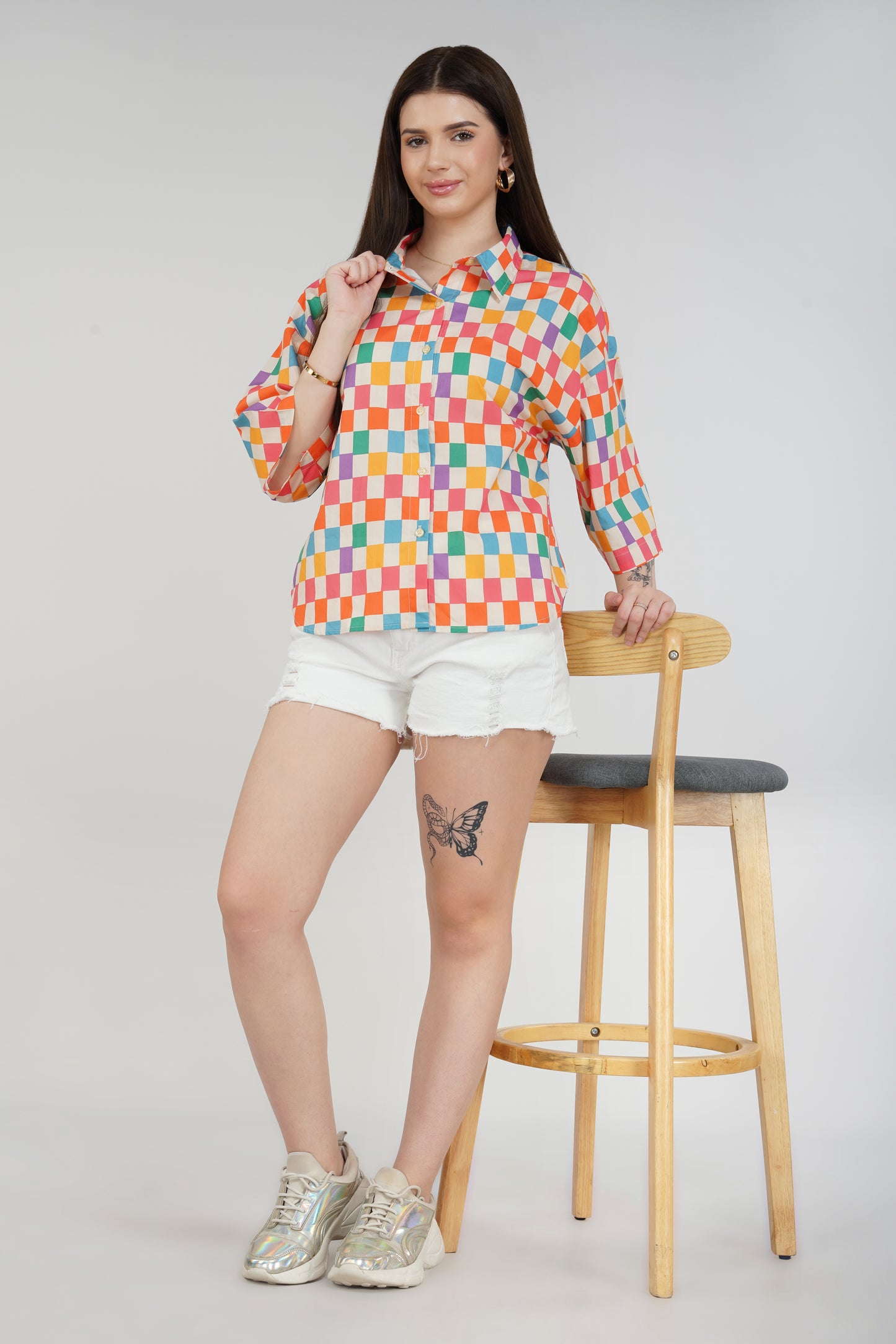 Candy Checks Oversized Shirt - thebriefsstory