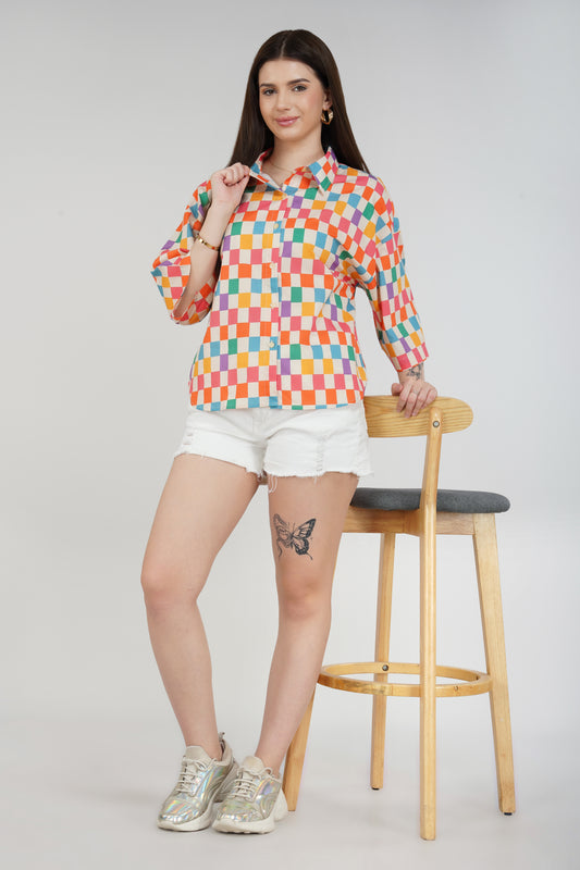 Candy Checks Oversized Shirt - thebriefsstory