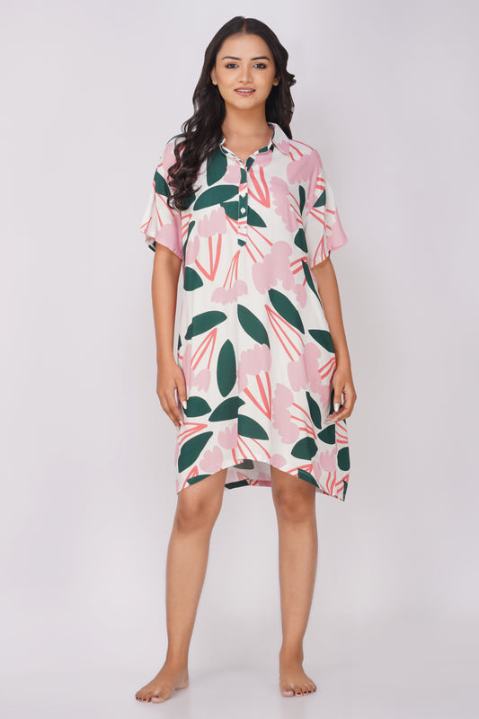Daisy floral Viscose Sleepshirt - thebriefsstory