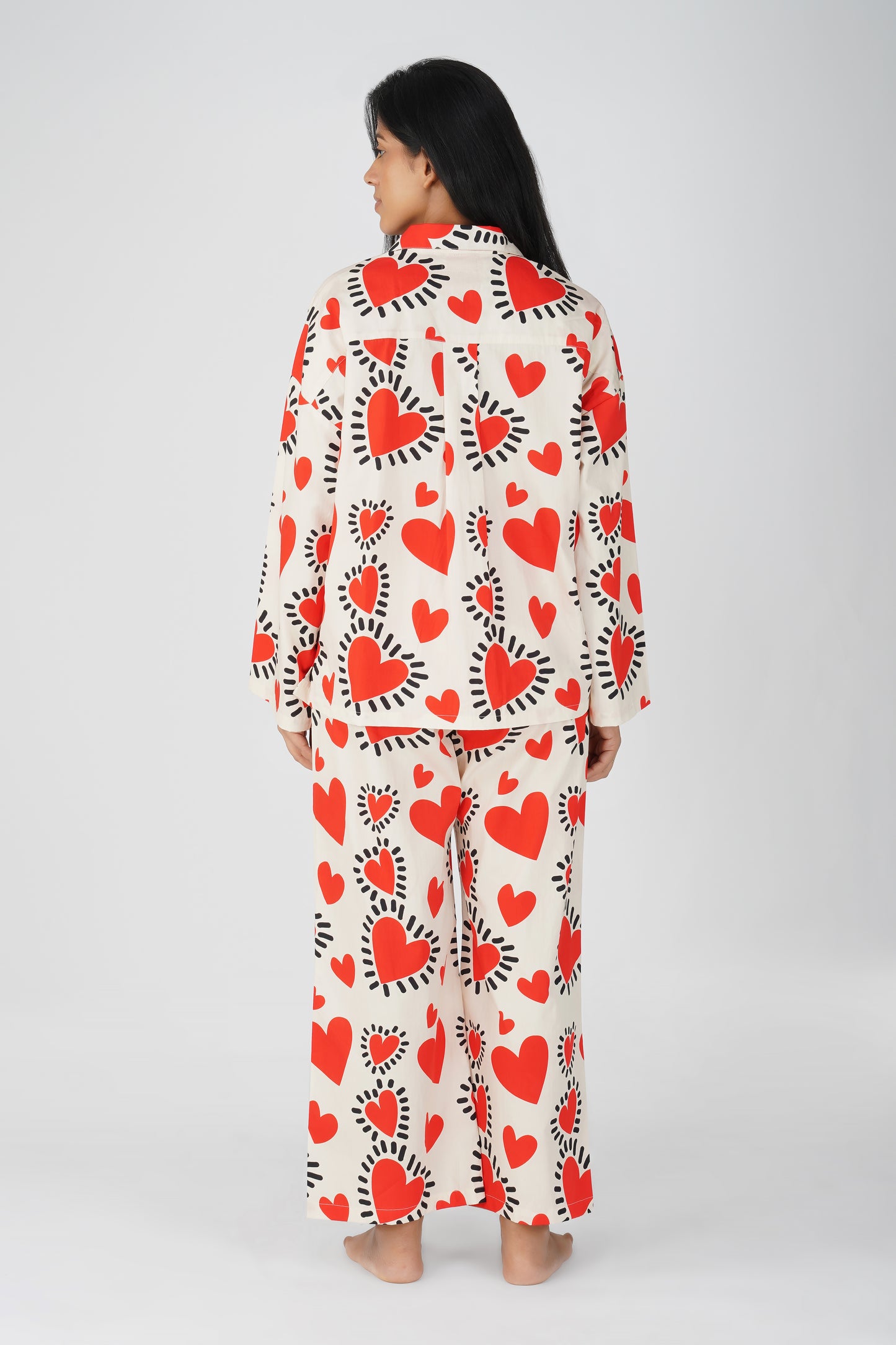 Red Quirky Hearts Pajama Set - thebriefsstory