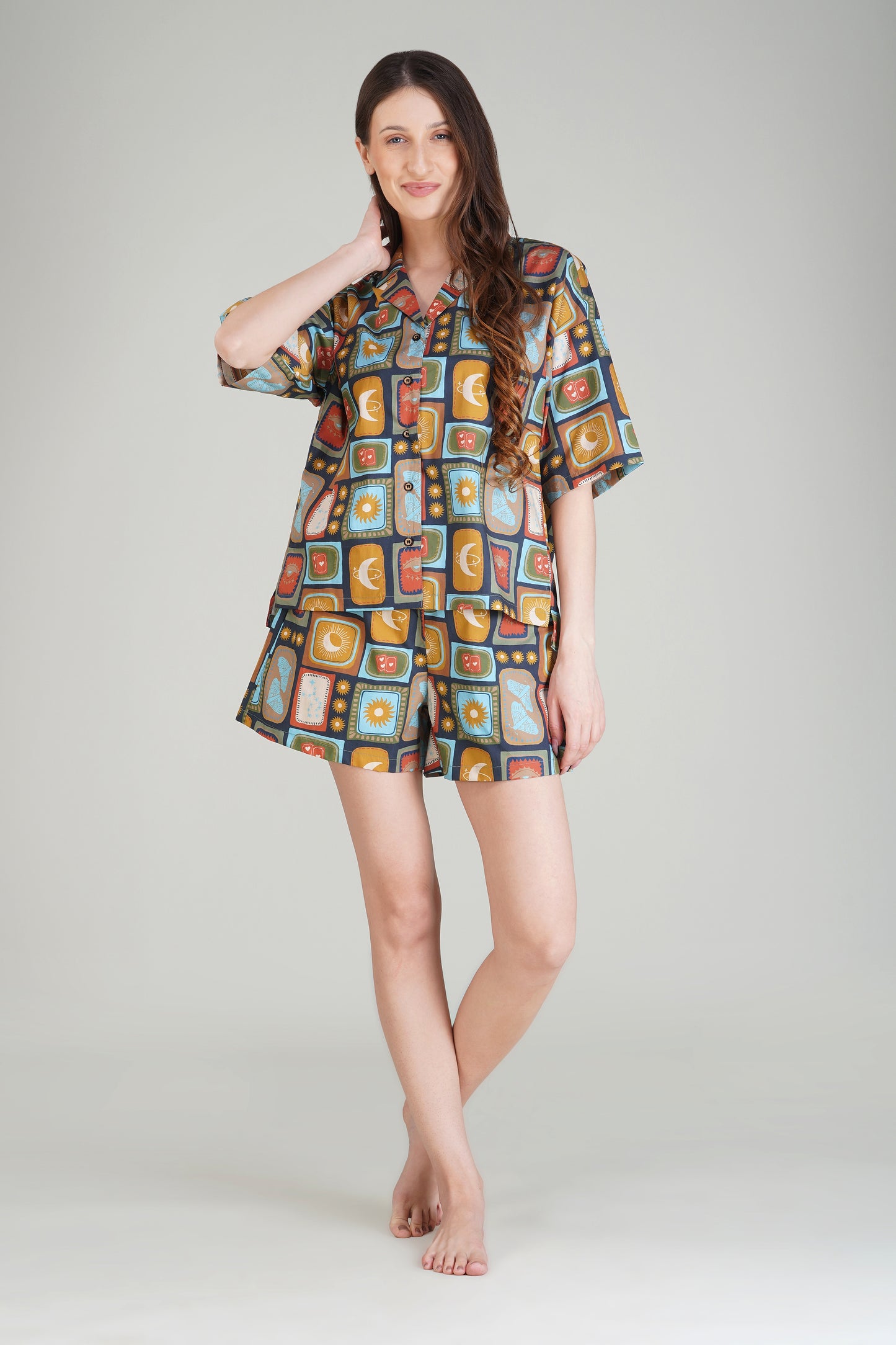 Cosmic bloom Shorts Set - thebriefsstory