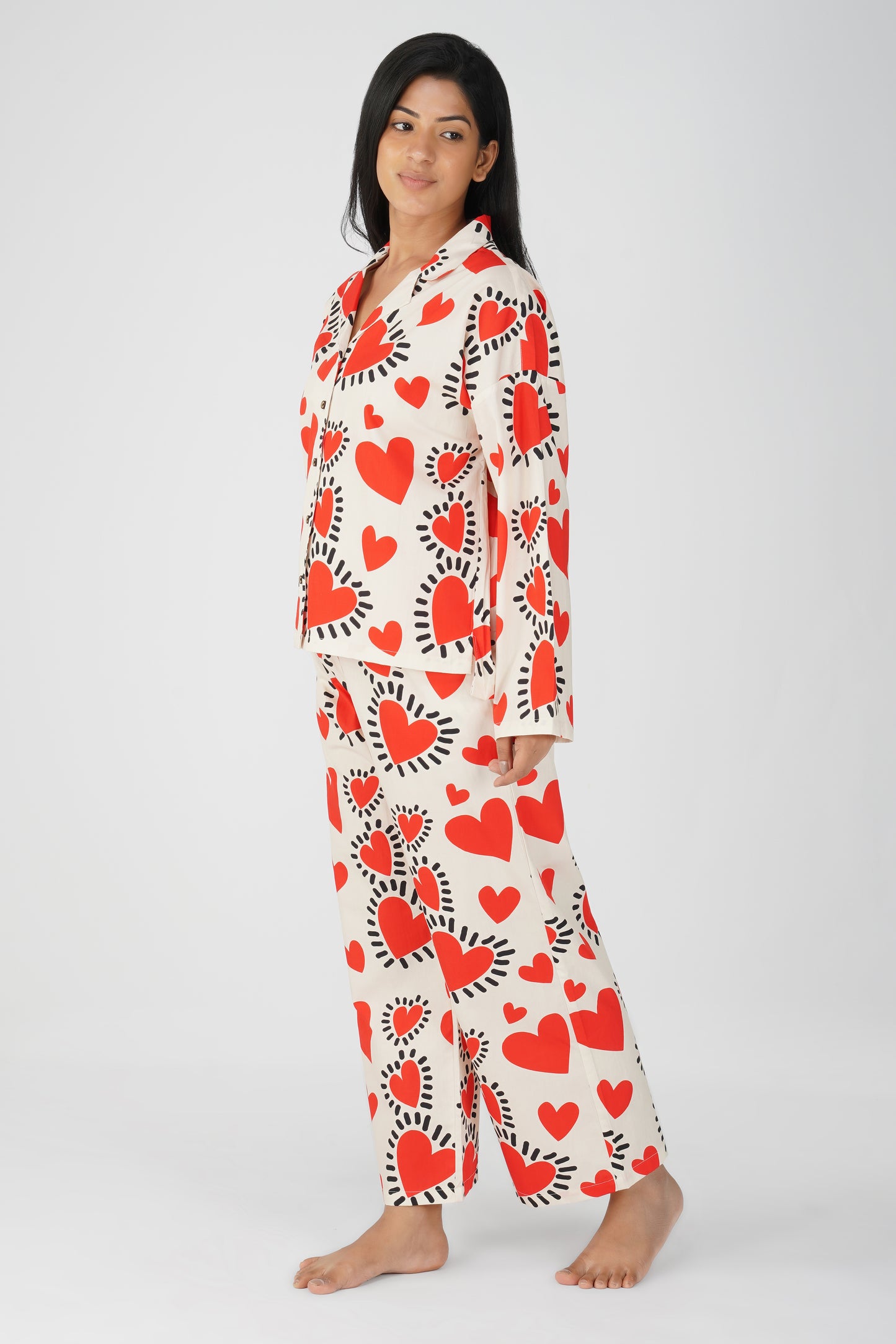 Red Quirky Hearts Pajama Set - thebriefsstory