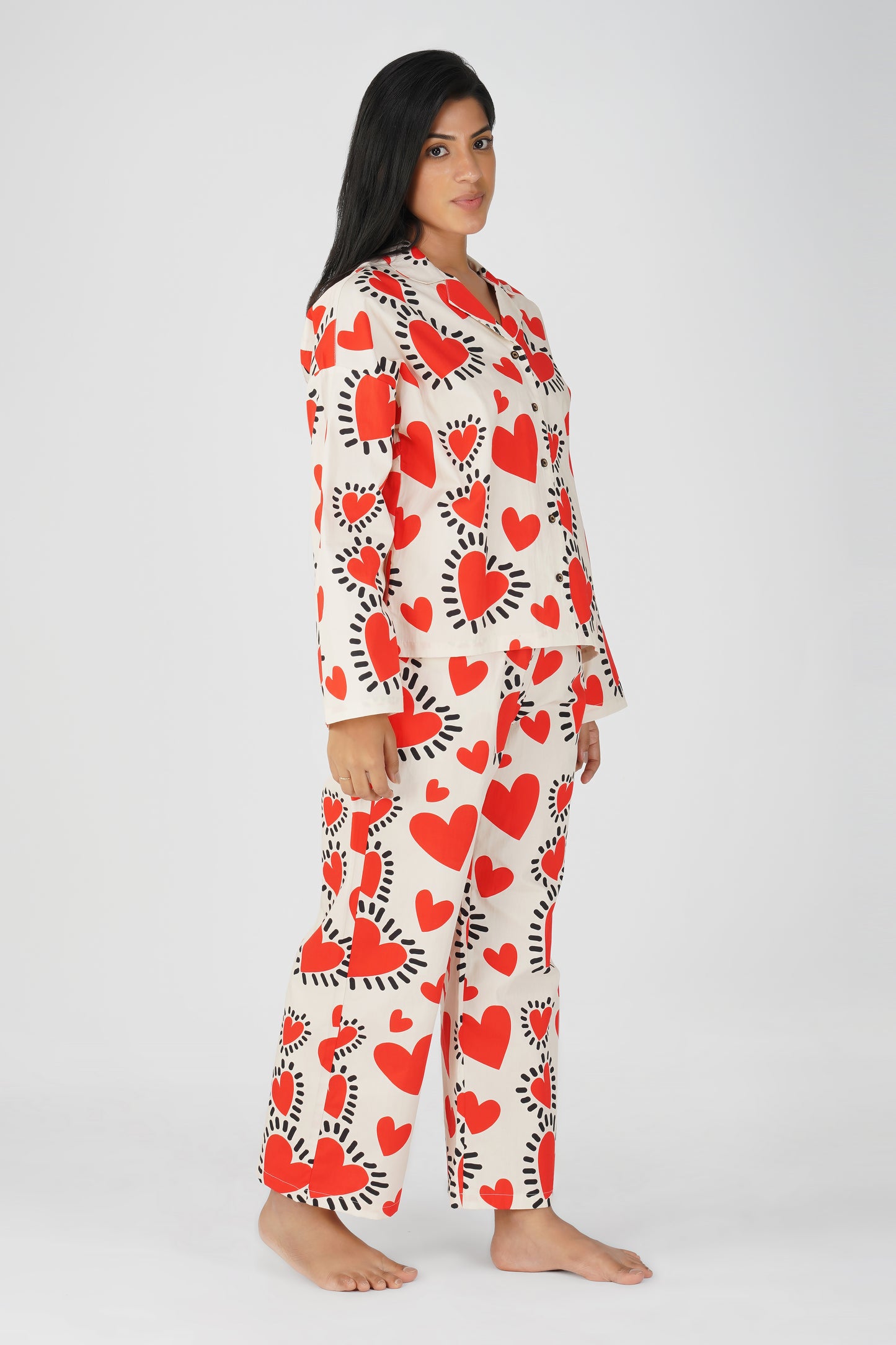 Red Quirky Hearts Pajama Set - thebriefsstory