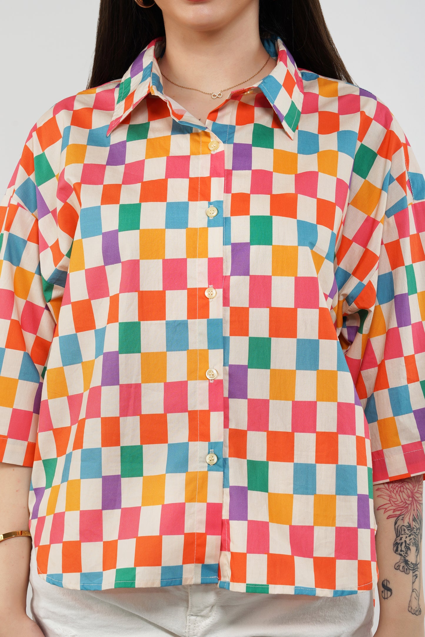 Candy Checks Oversized Shirt - thebriefsstory
