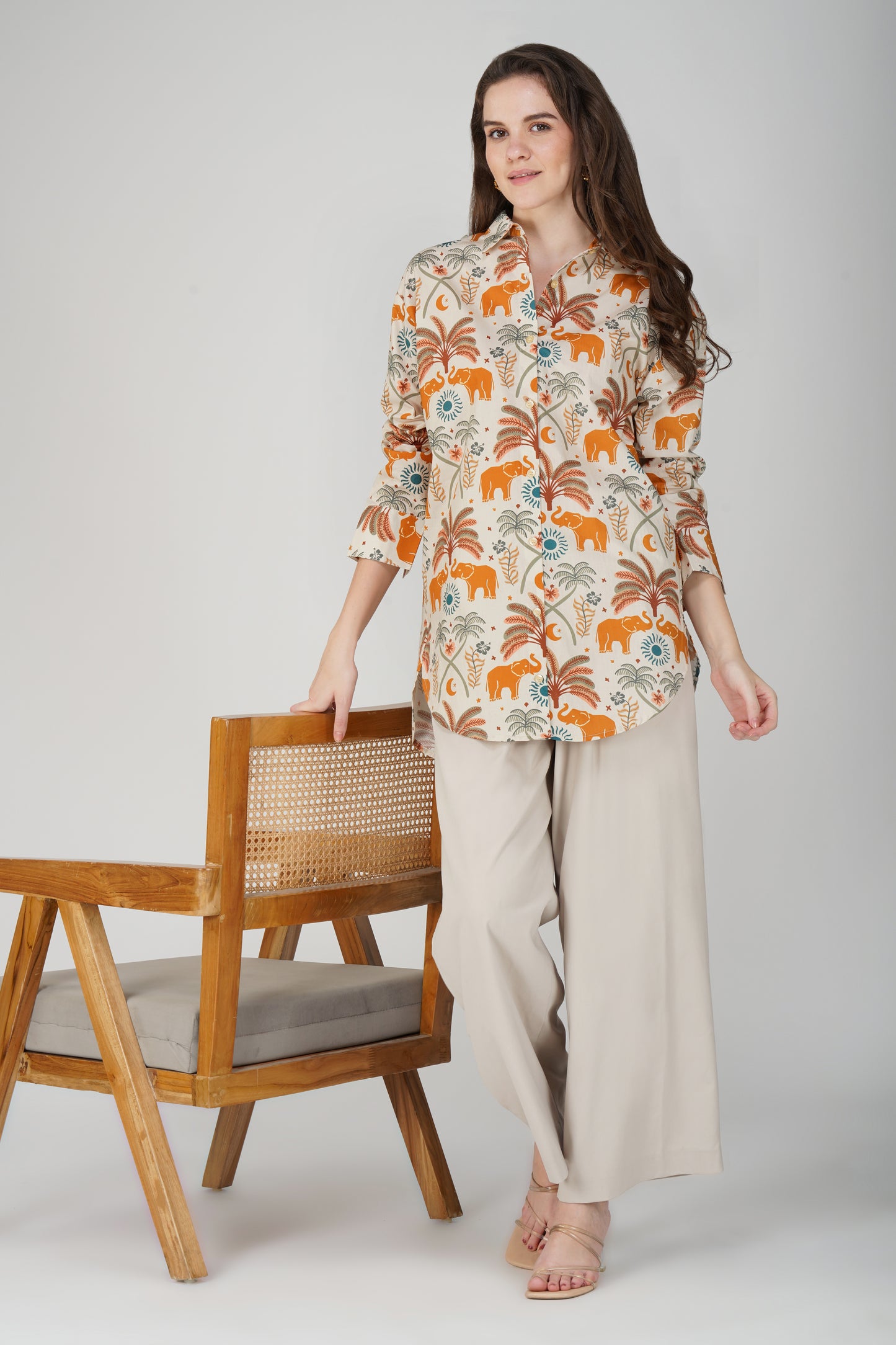 Elephant Tales Longline Cotton Shirt - thebriefsstory