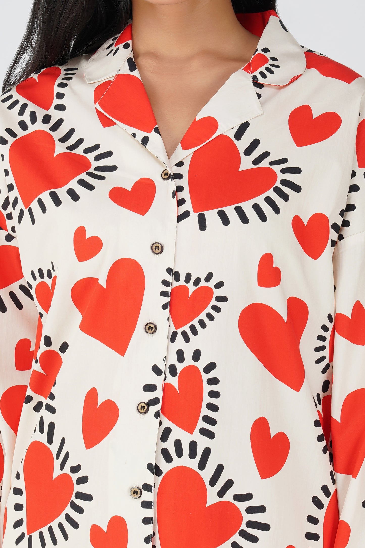 Red Quirky Hearts Pajama Set - thebriefsstory