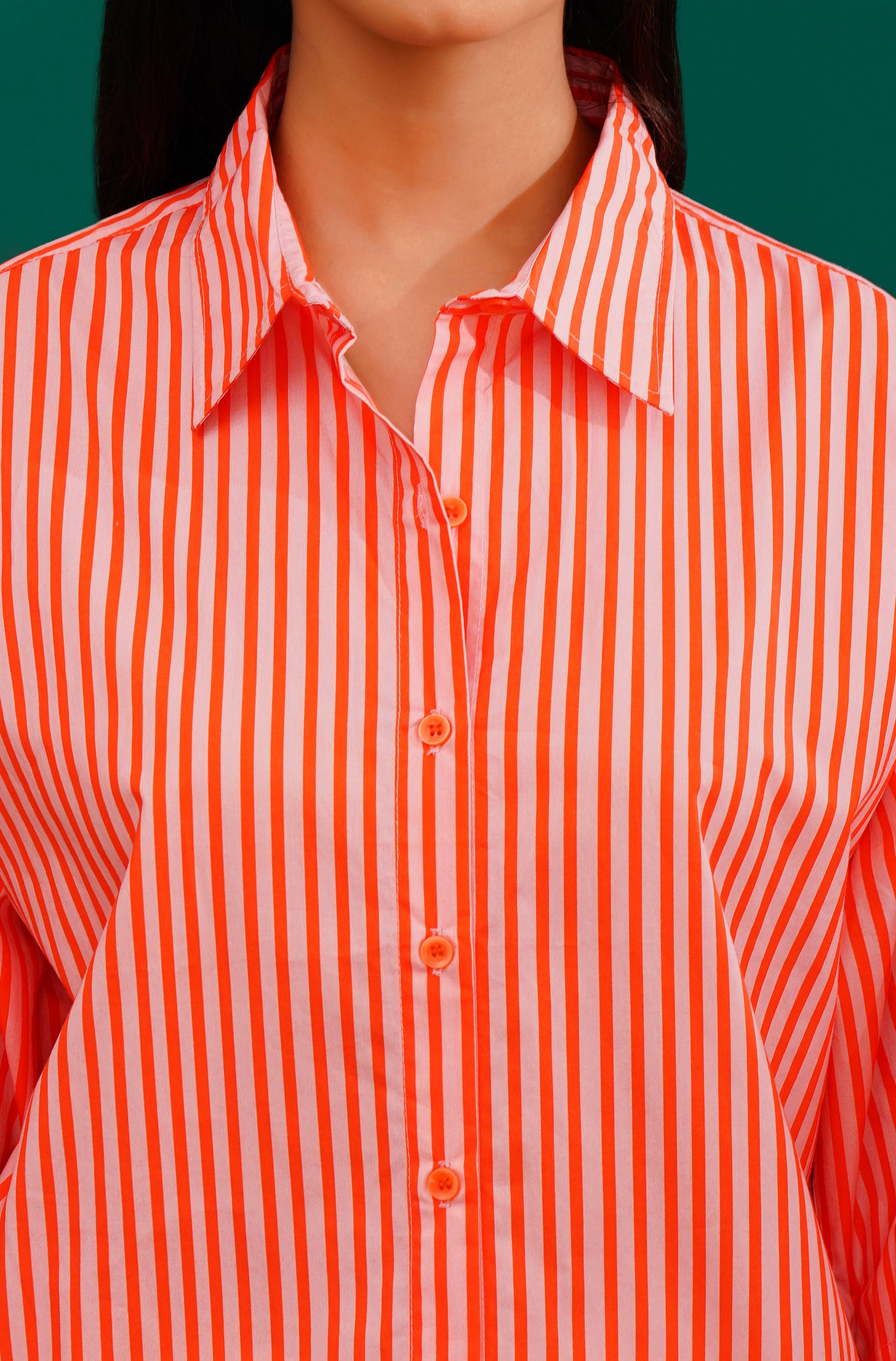 Coral Stripes Oversized Shirt🧡✨ - thebriefsstory