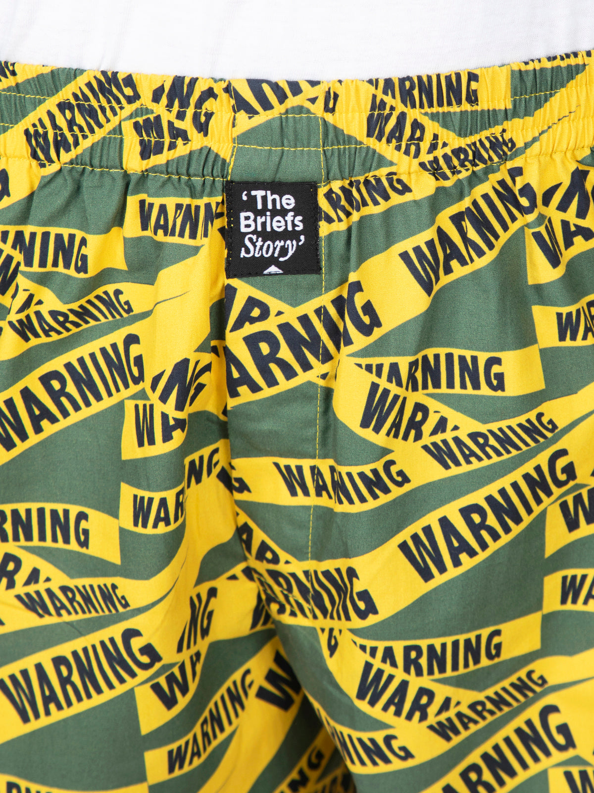 Green Warning printed cotton boxers - thebriefsstory