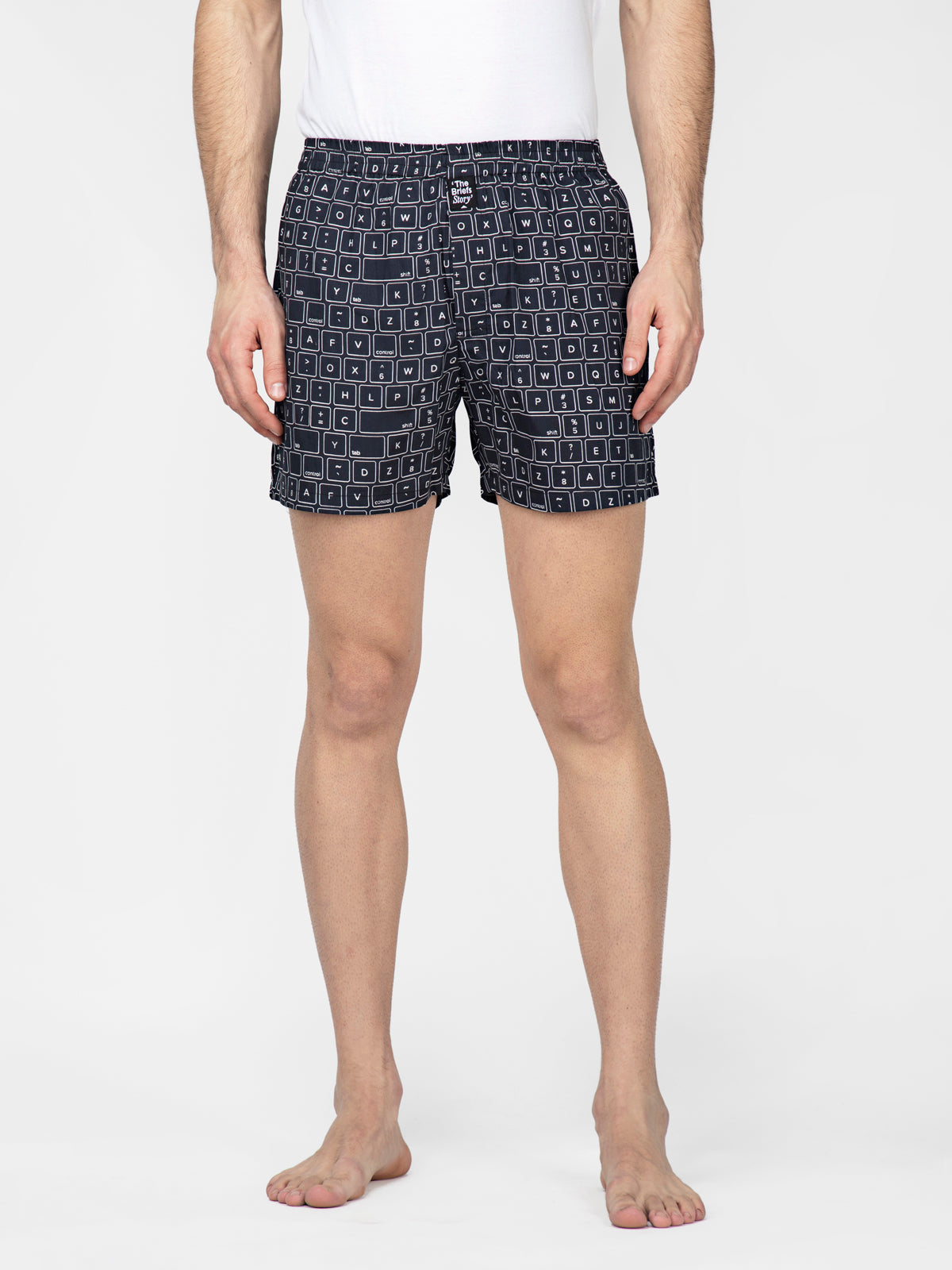 Black Keyboard printed cotton boxers - thebriefsstory